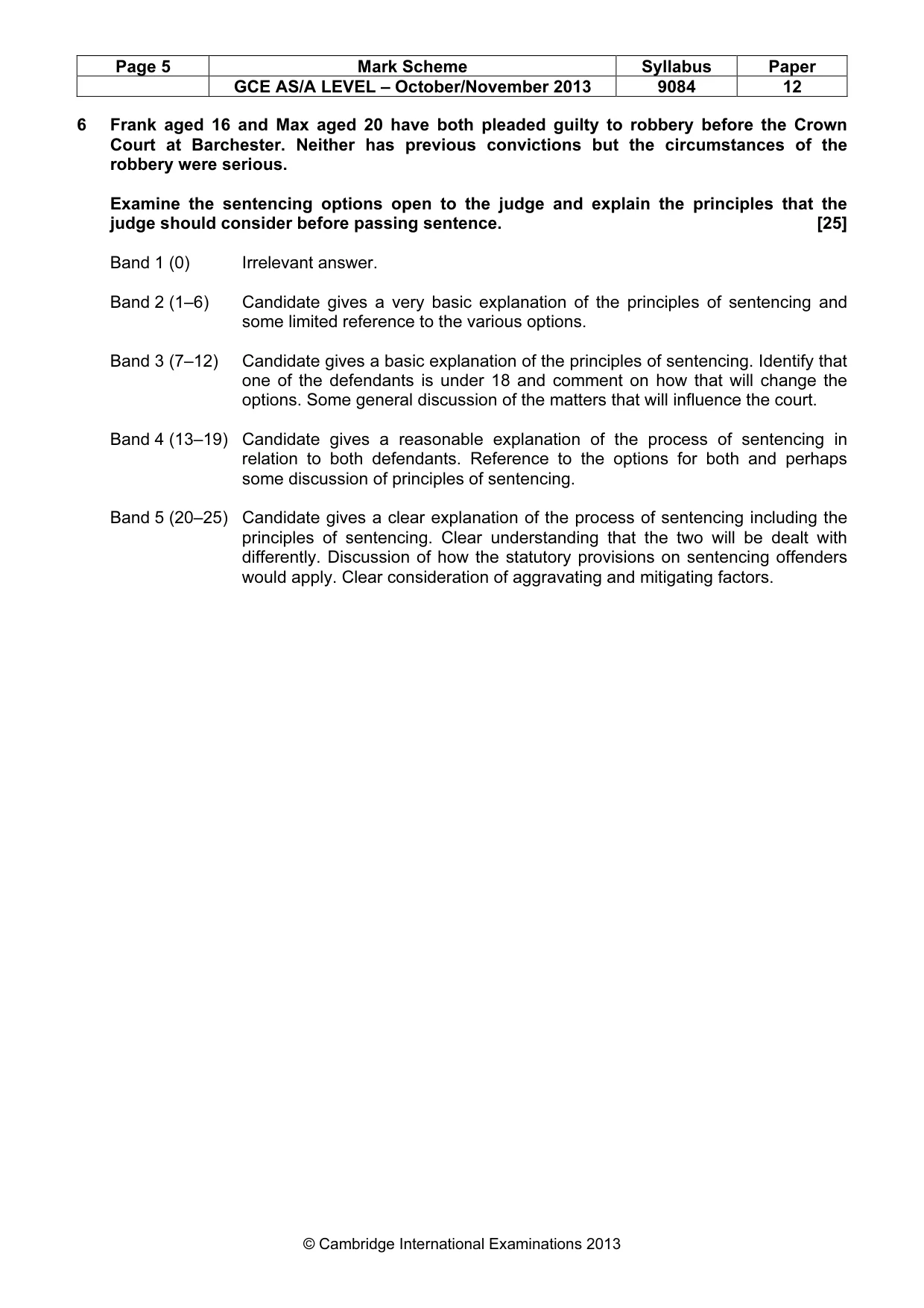 Mark scheme, page 5 of 5
