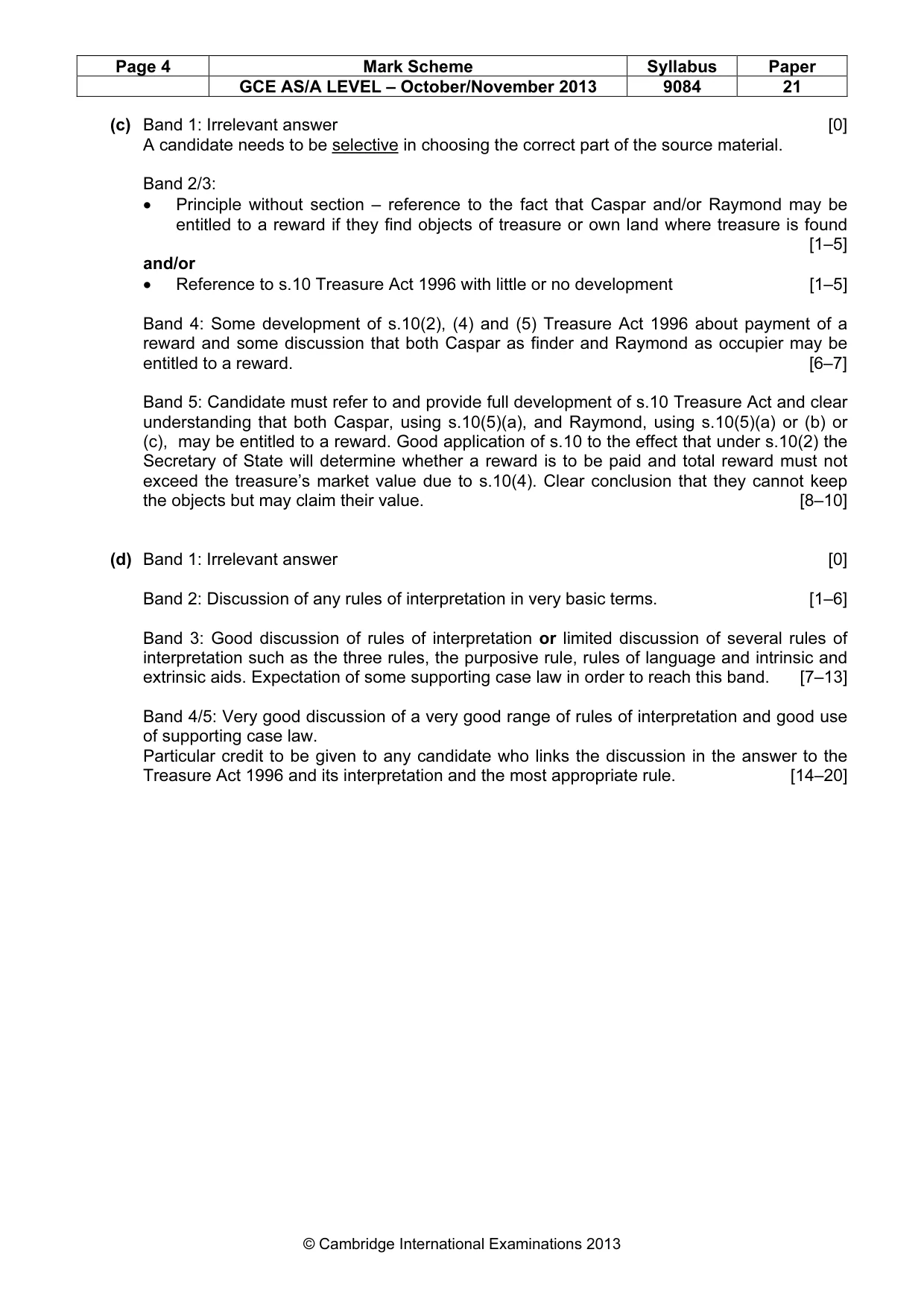 Mark scheme, page 4 of 6