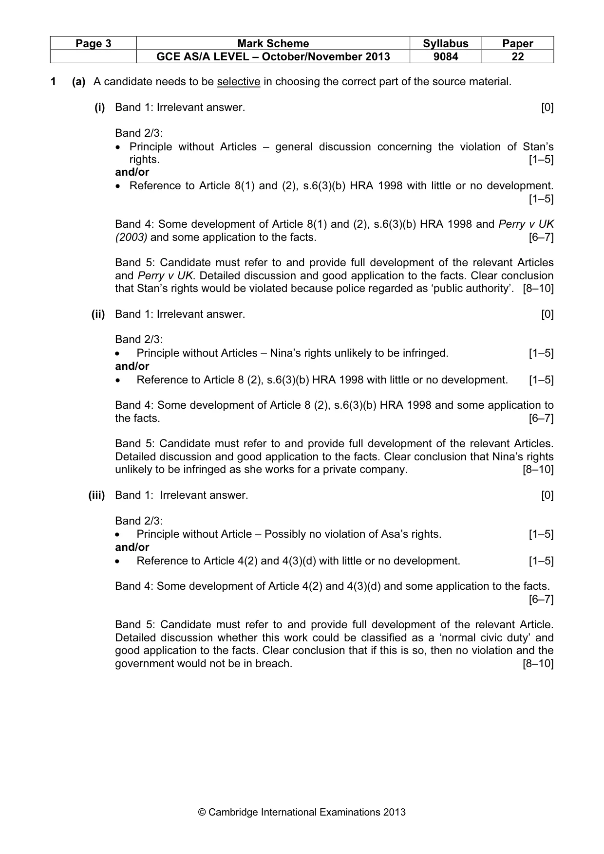 Mark scheme, page 3 of 5