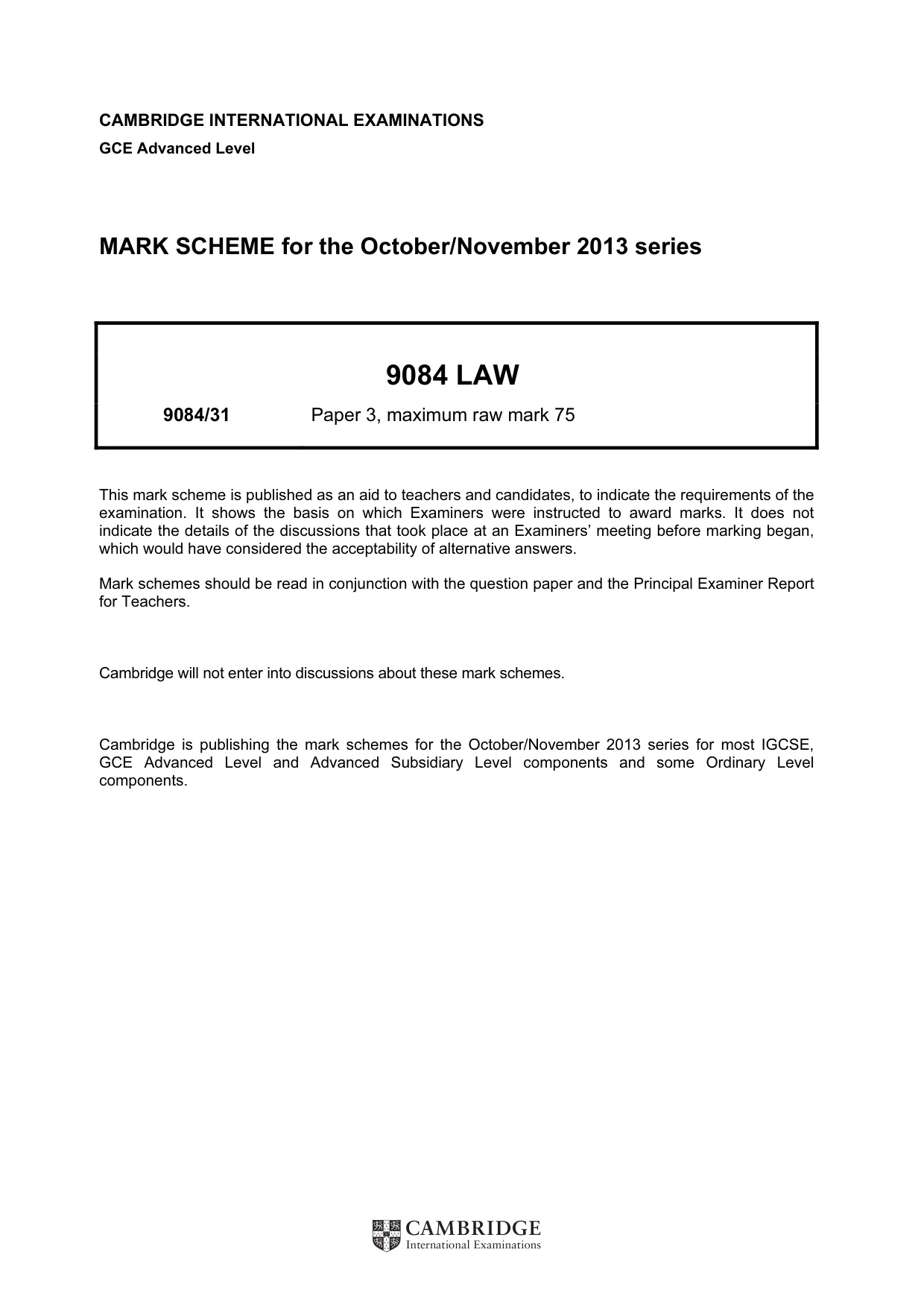 Mark scheme, page 1 of 9