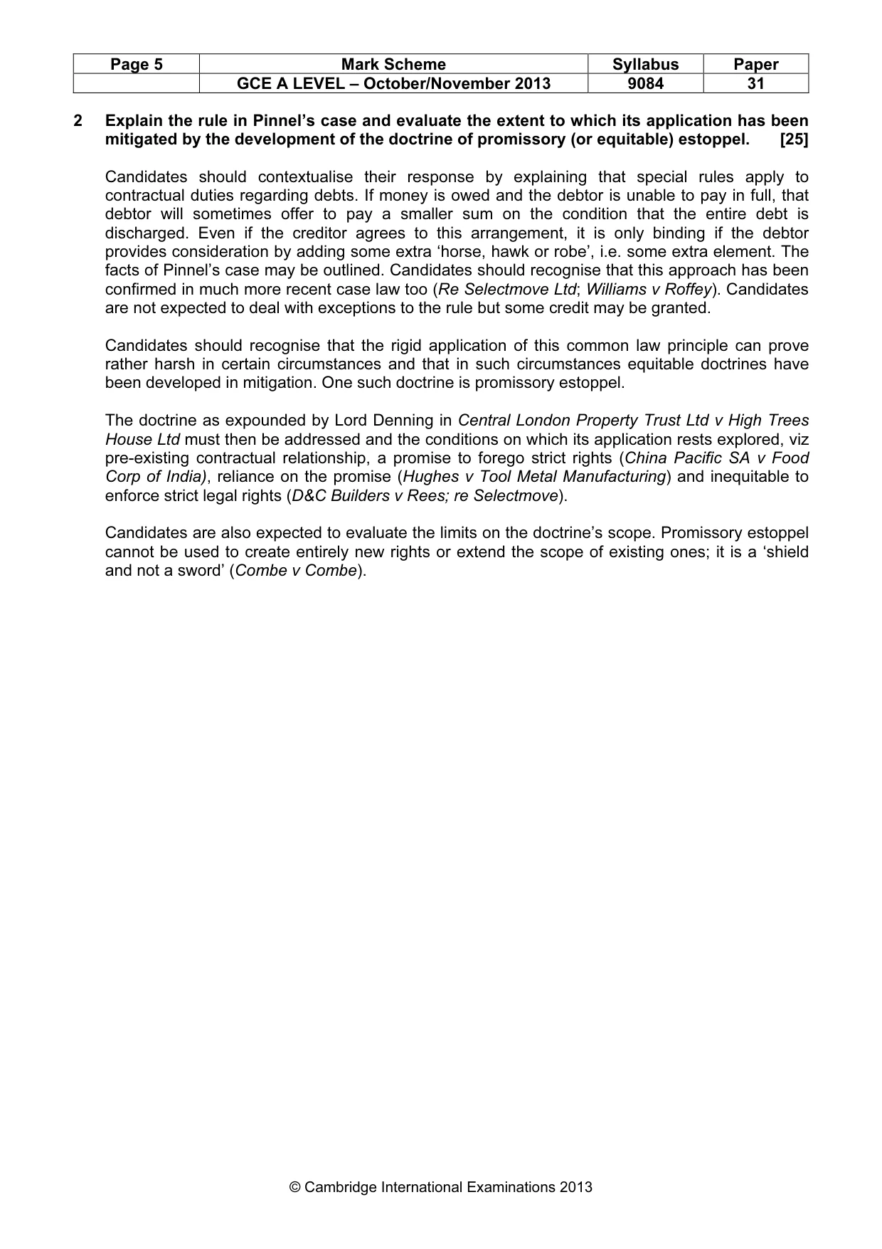 Mark scheme, page 5 of 9