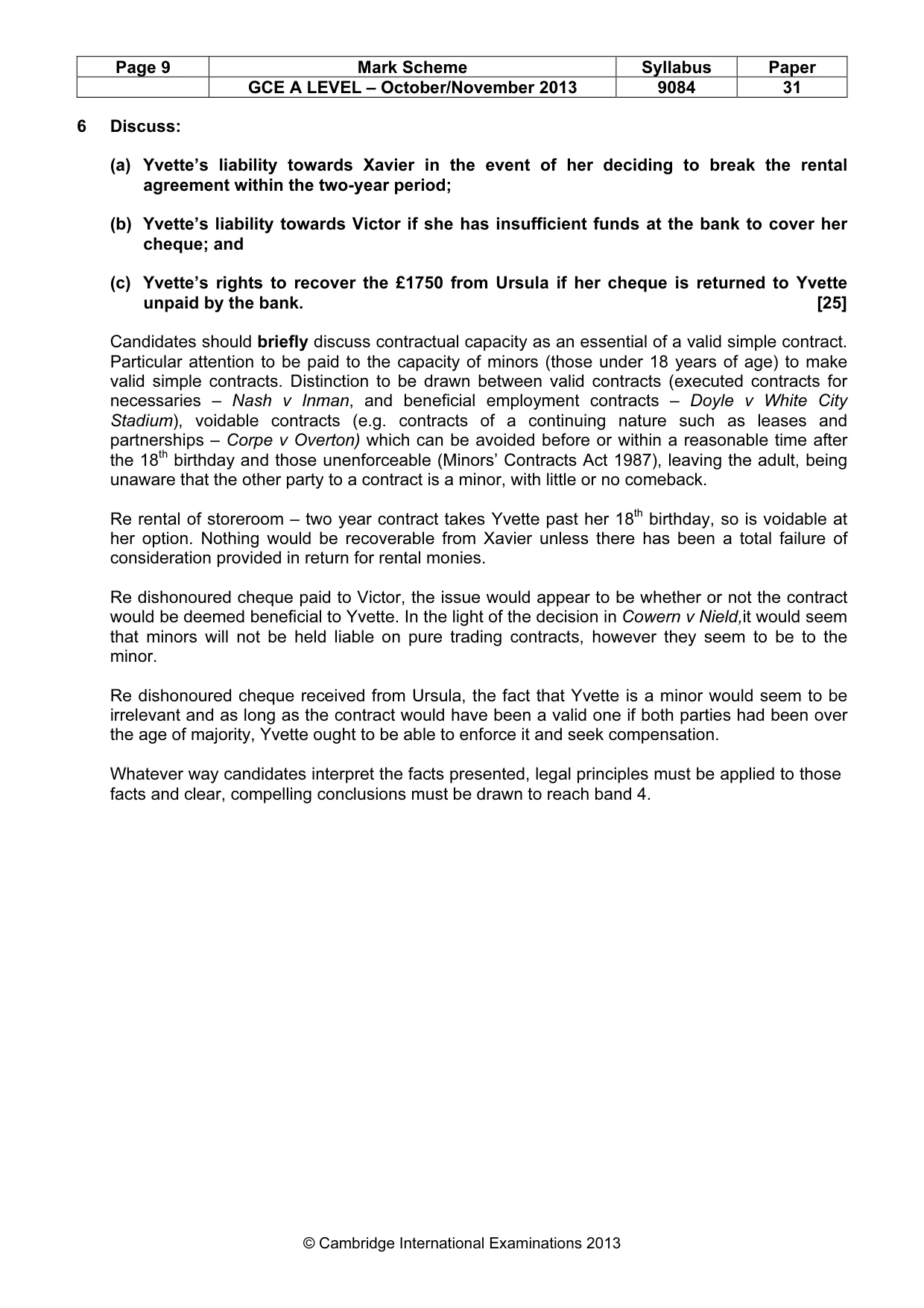 Mark scheme, page 9 of 9