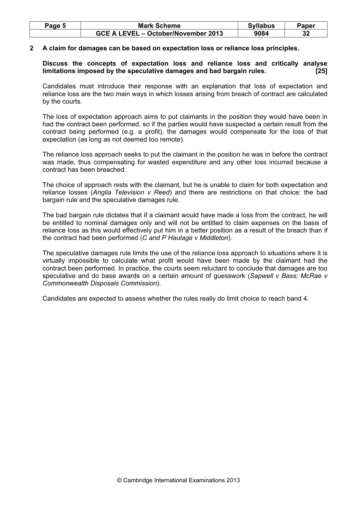 Mark scheme, page 5 of 9