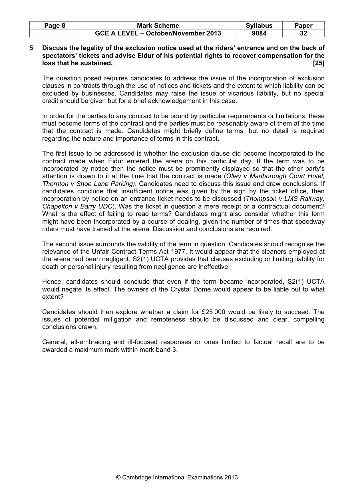 Mark scheme, page 8 of 9