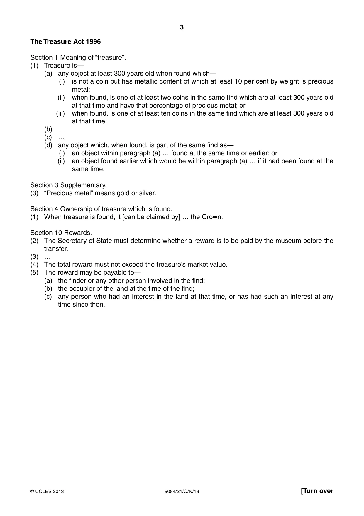 Cambridge A Level Law 9084 2013 Oct/Nov Paper 2 · Variant 1 question paper, page 3 of 8