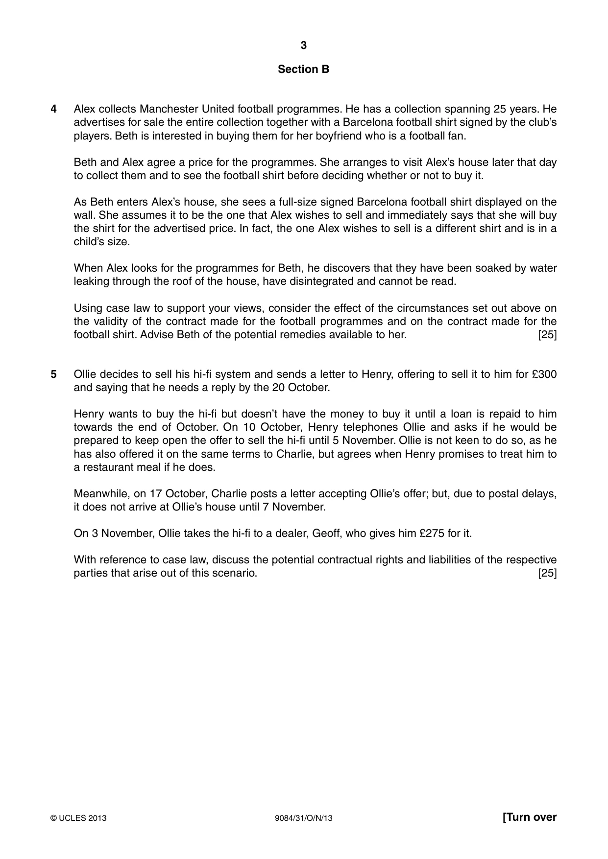 Cambridge A Level Law 9084 2013 Oct/Nov Paper 3 · Variant 1 question paper, page 3 of 4