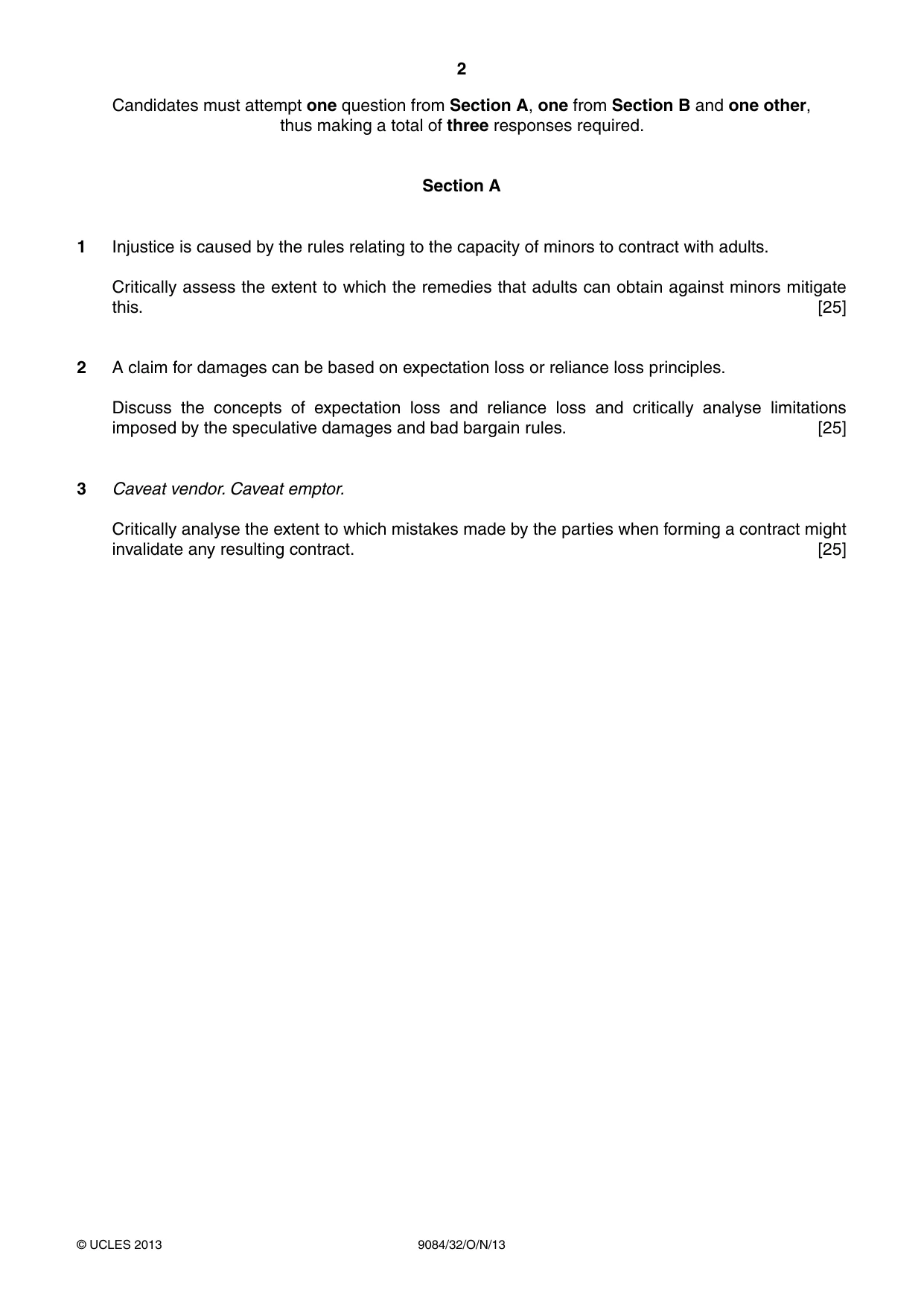 Cambridge A Level Law 9084 2013 Oct/Nov Paper 3 · Variant 2 question paper, page 2 of 4