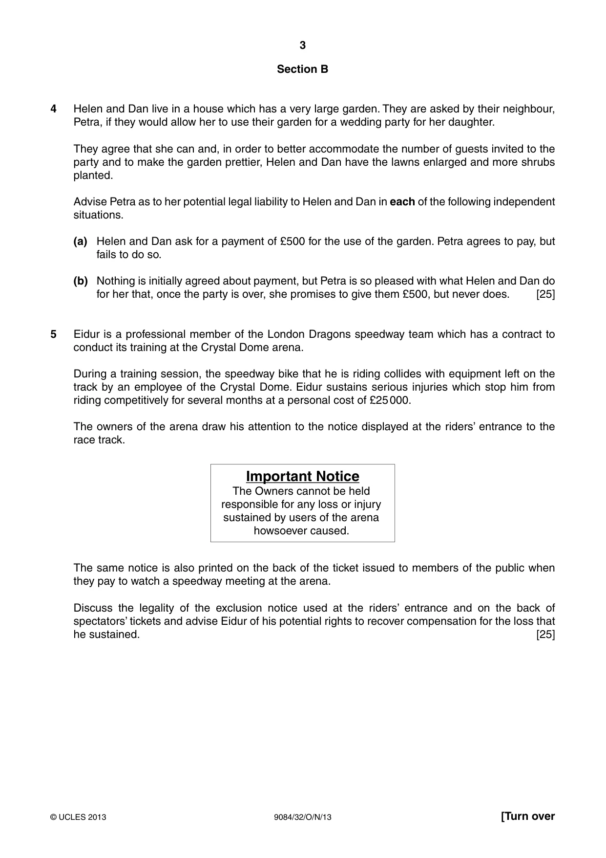 Cambridge A Level Law 9084 2013 Oct/Nov Paper 3 · Variant 2 question paper, page 3 of 4