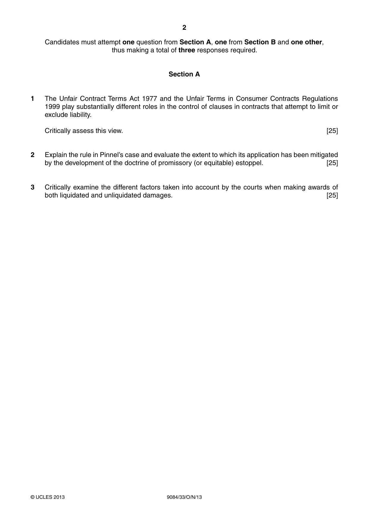 Cambridge A Level Law 9084 2013 Oct/Nov Paper 3 · Variant 3 question paper, page 2 of 4