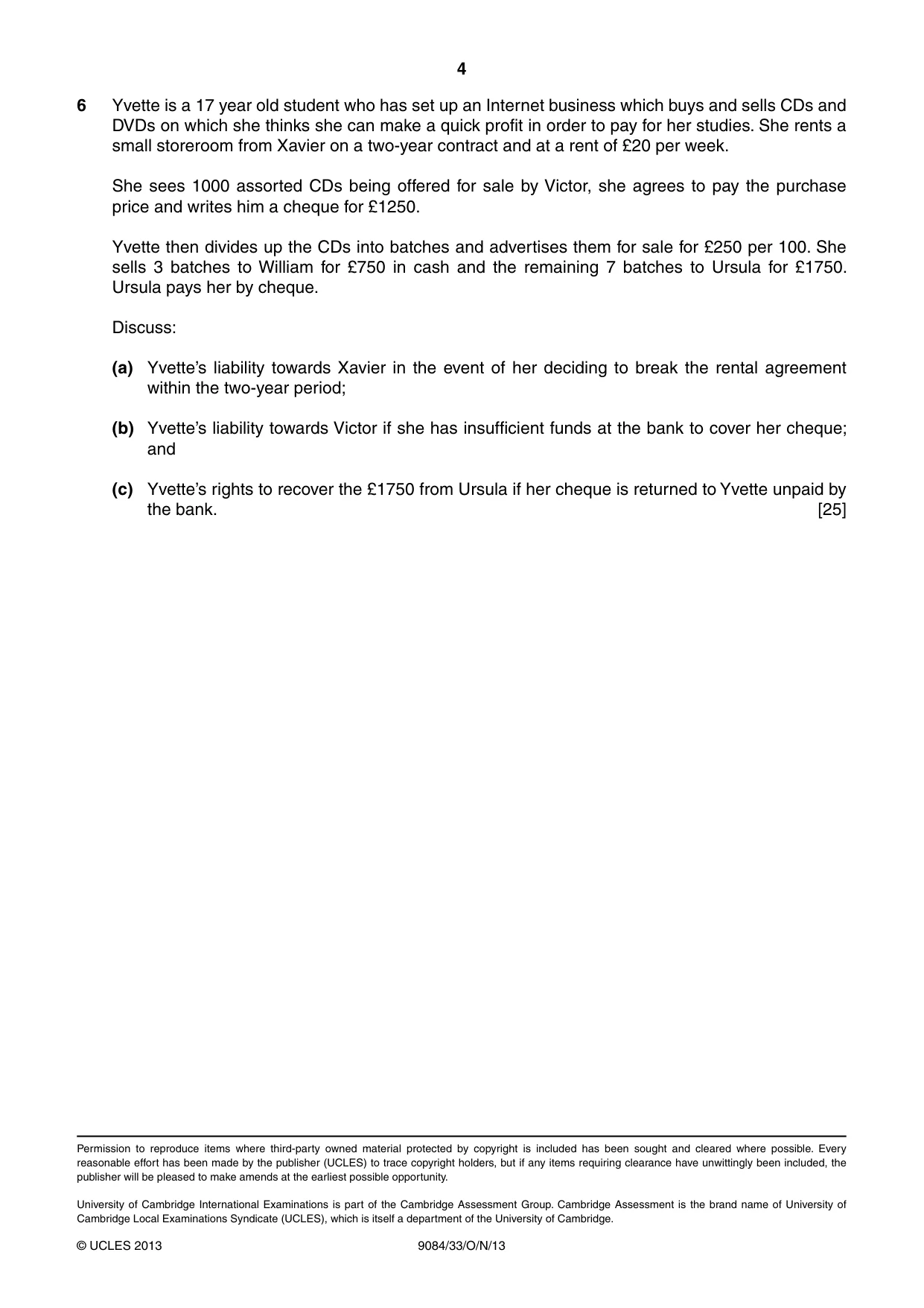 Cambridge A Level Law 9084 2013 Oct/Nov Paper 3 · Variant 3 question paper, page 4 of 4