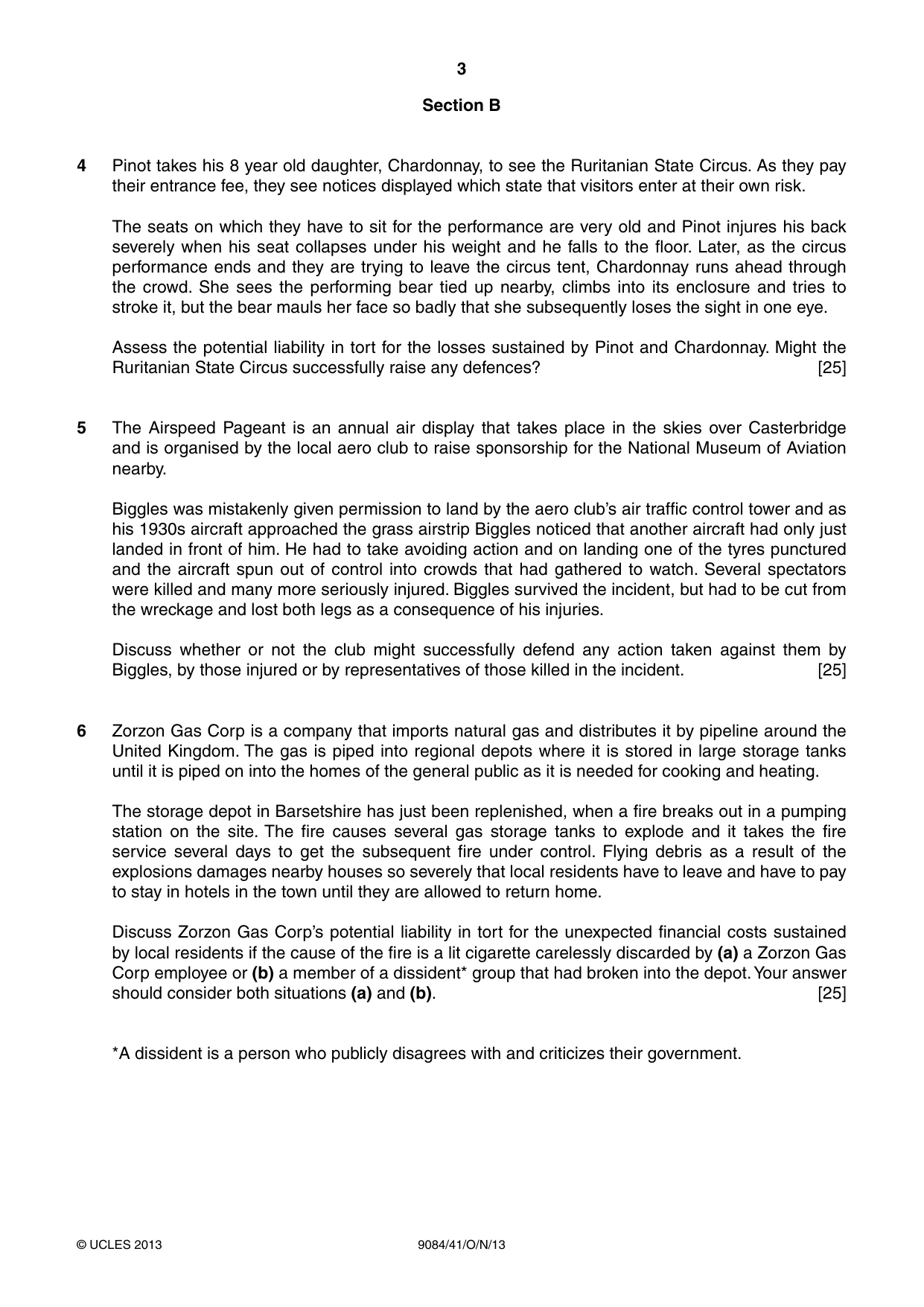 Cambridge A Level Law 9084 2013 Oct/Nov Paper 4 · Variant 1 question paper, page 3 of 4