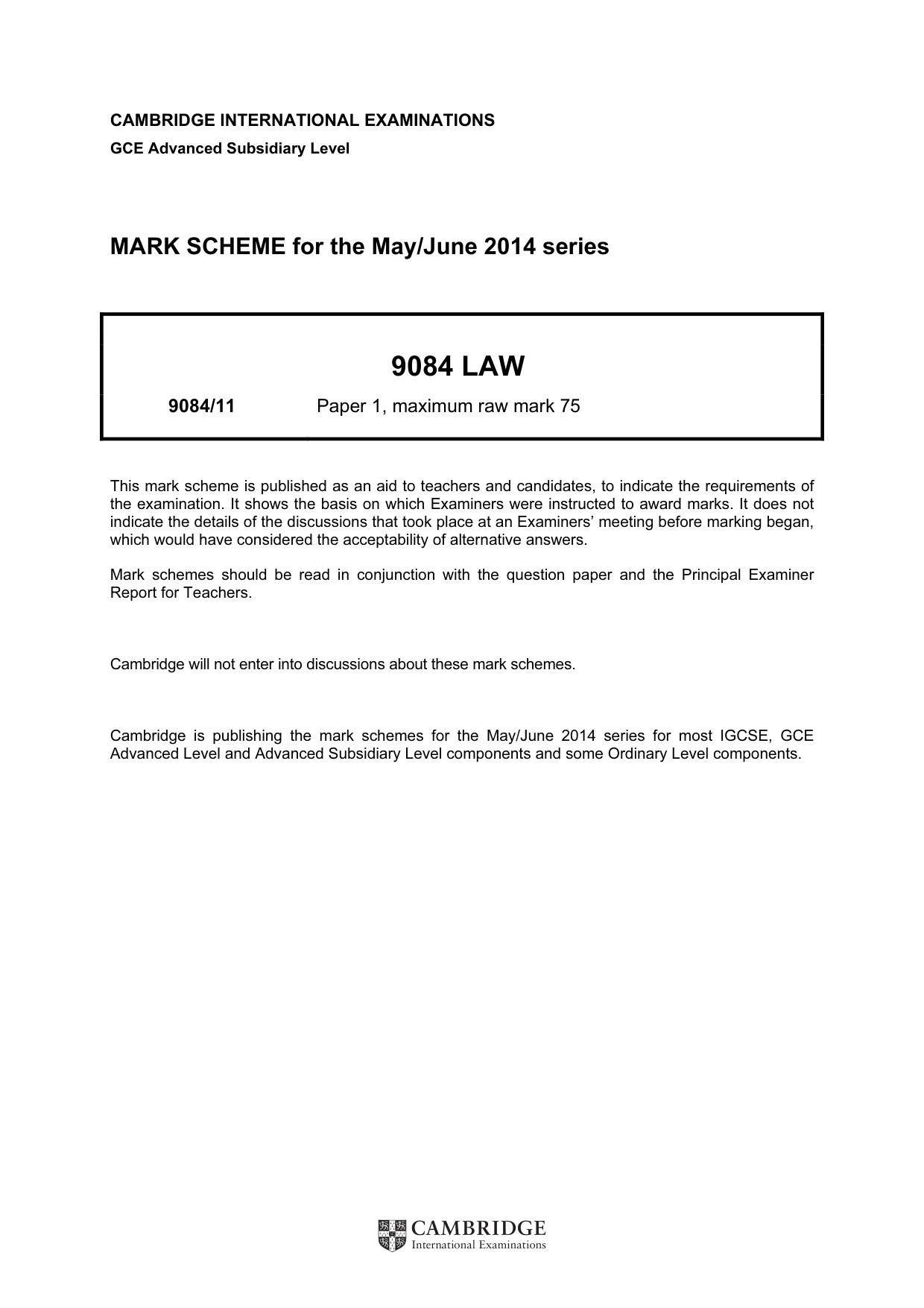 Mark scheme, page 1 of 9