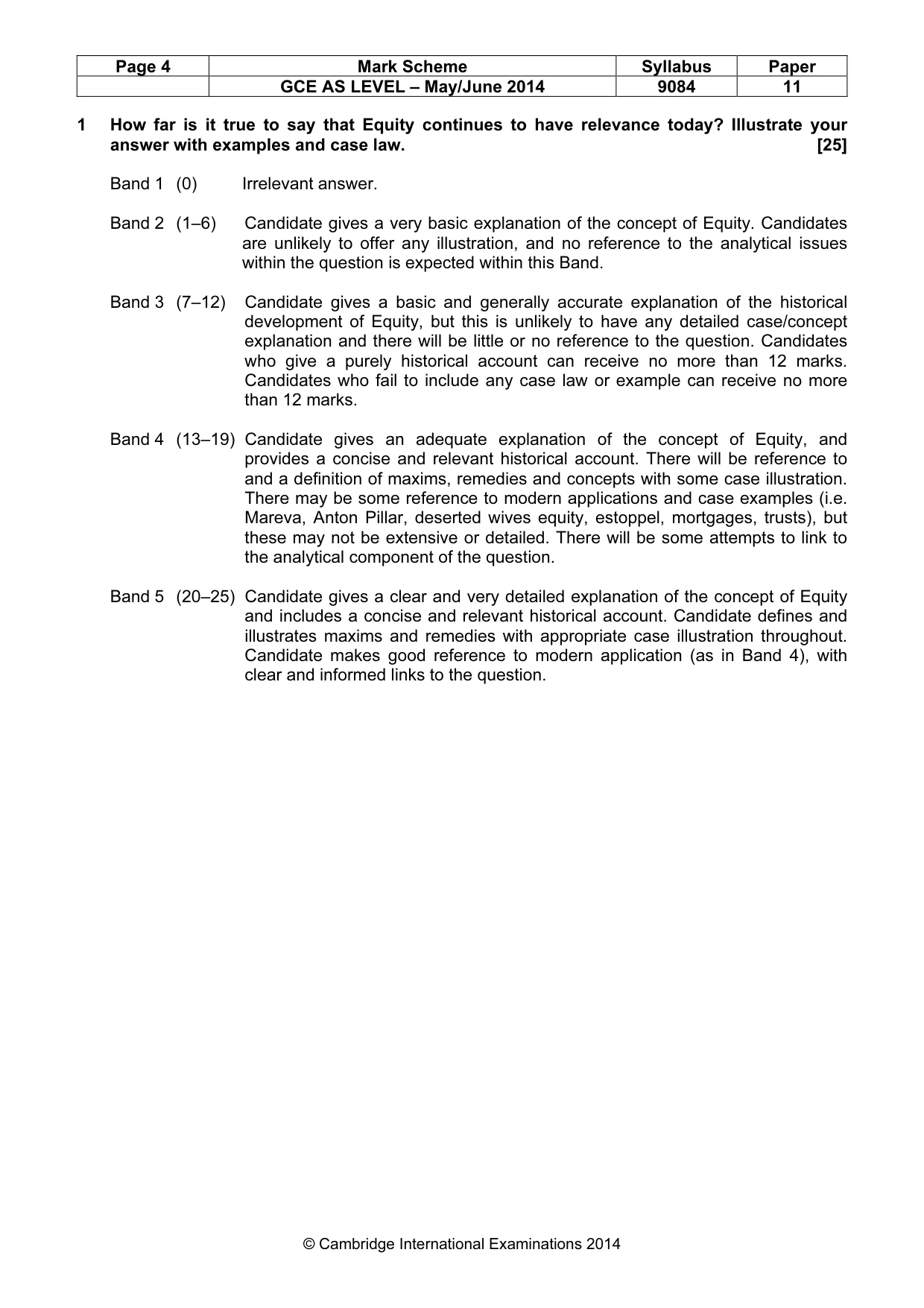 Mark scheme, page 4 of 9