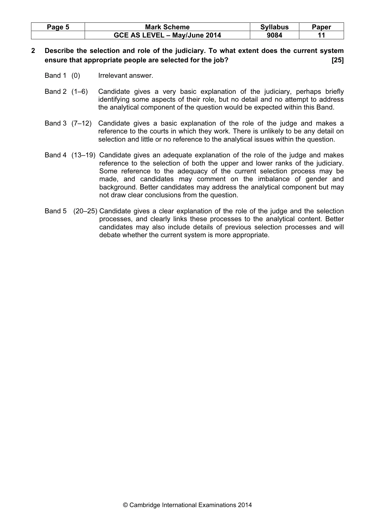 Mark scheme, page 5 of 9