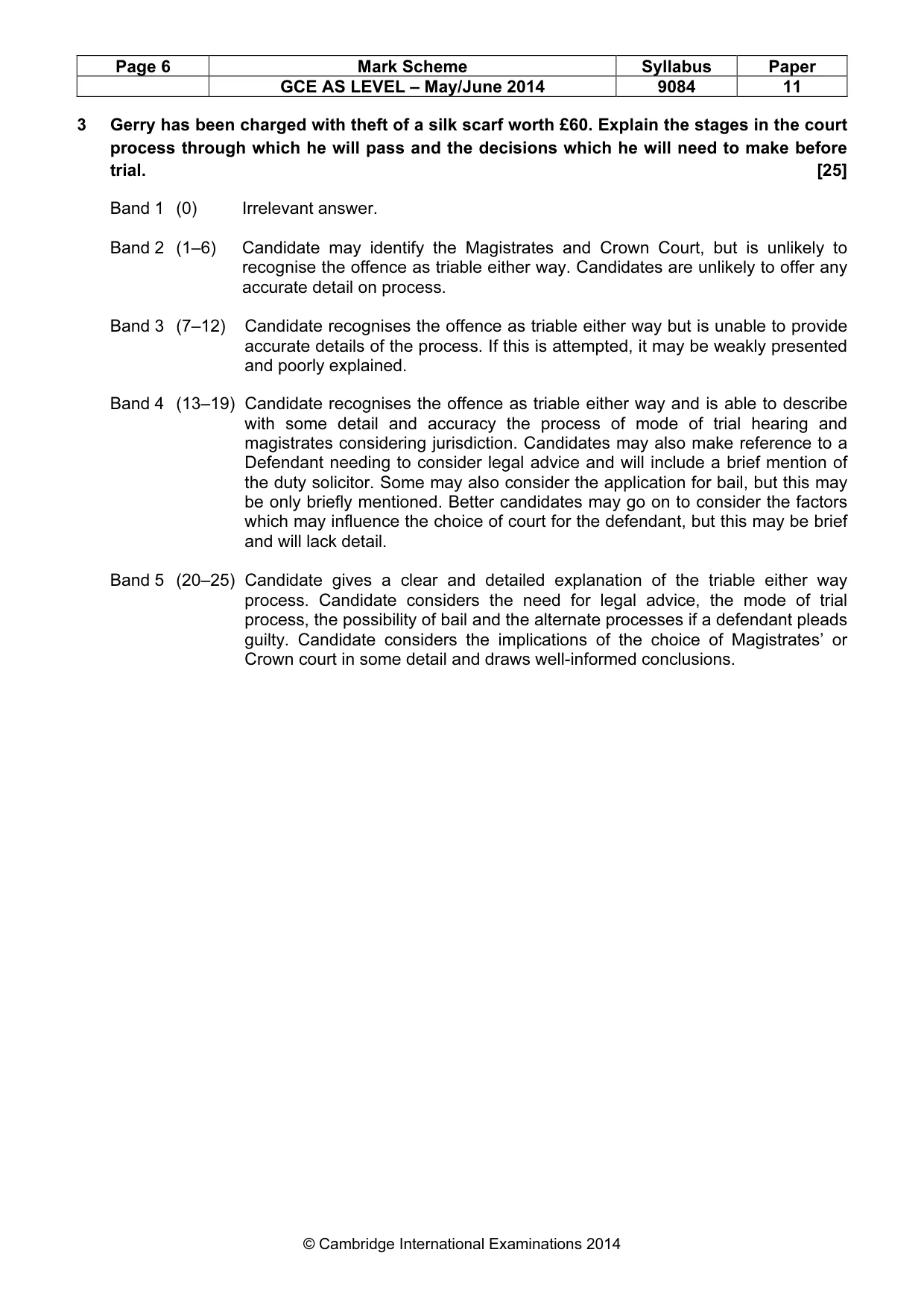 Mark scheme, page 6 of 9