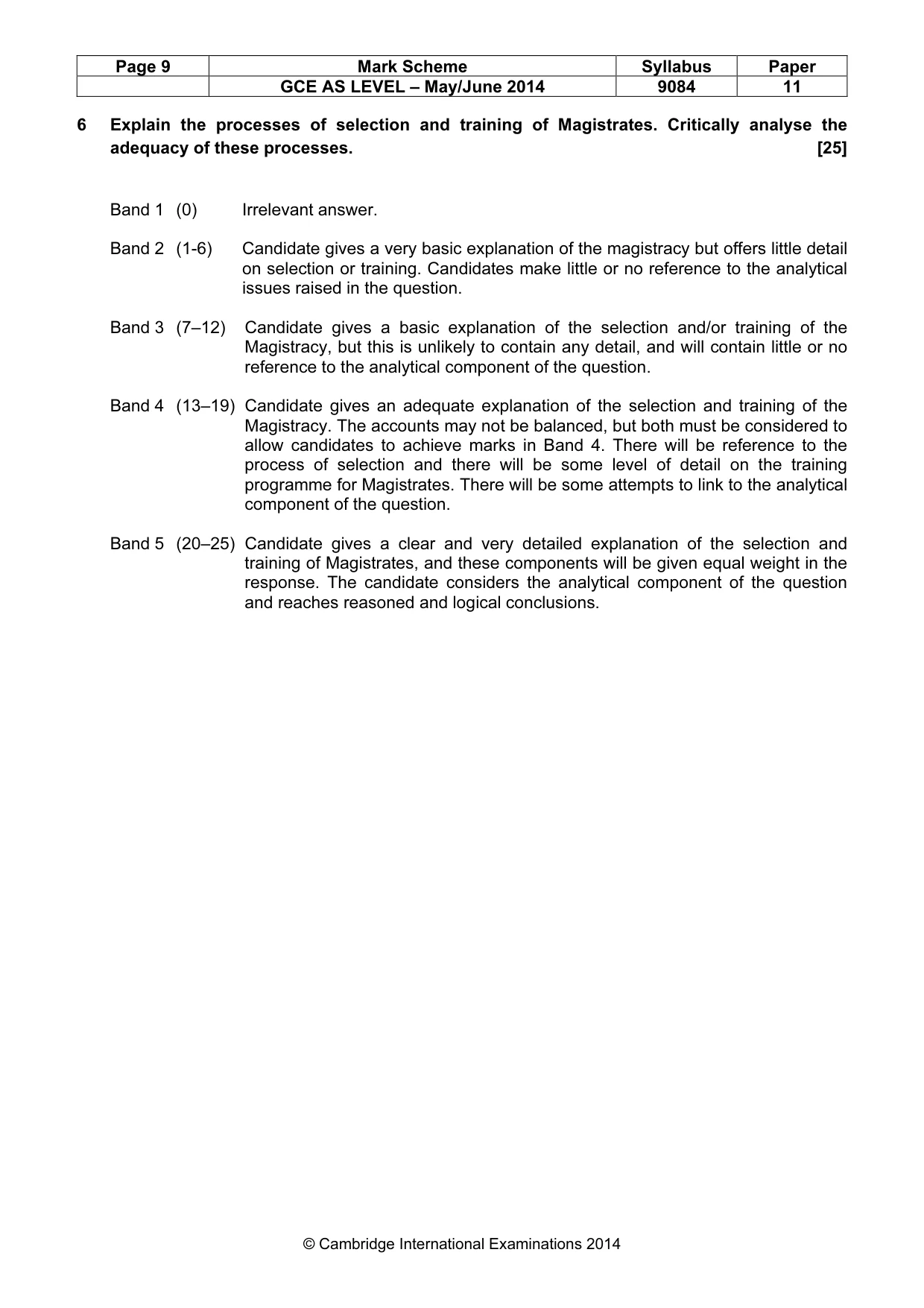 Mark scheme, page 9 of 9