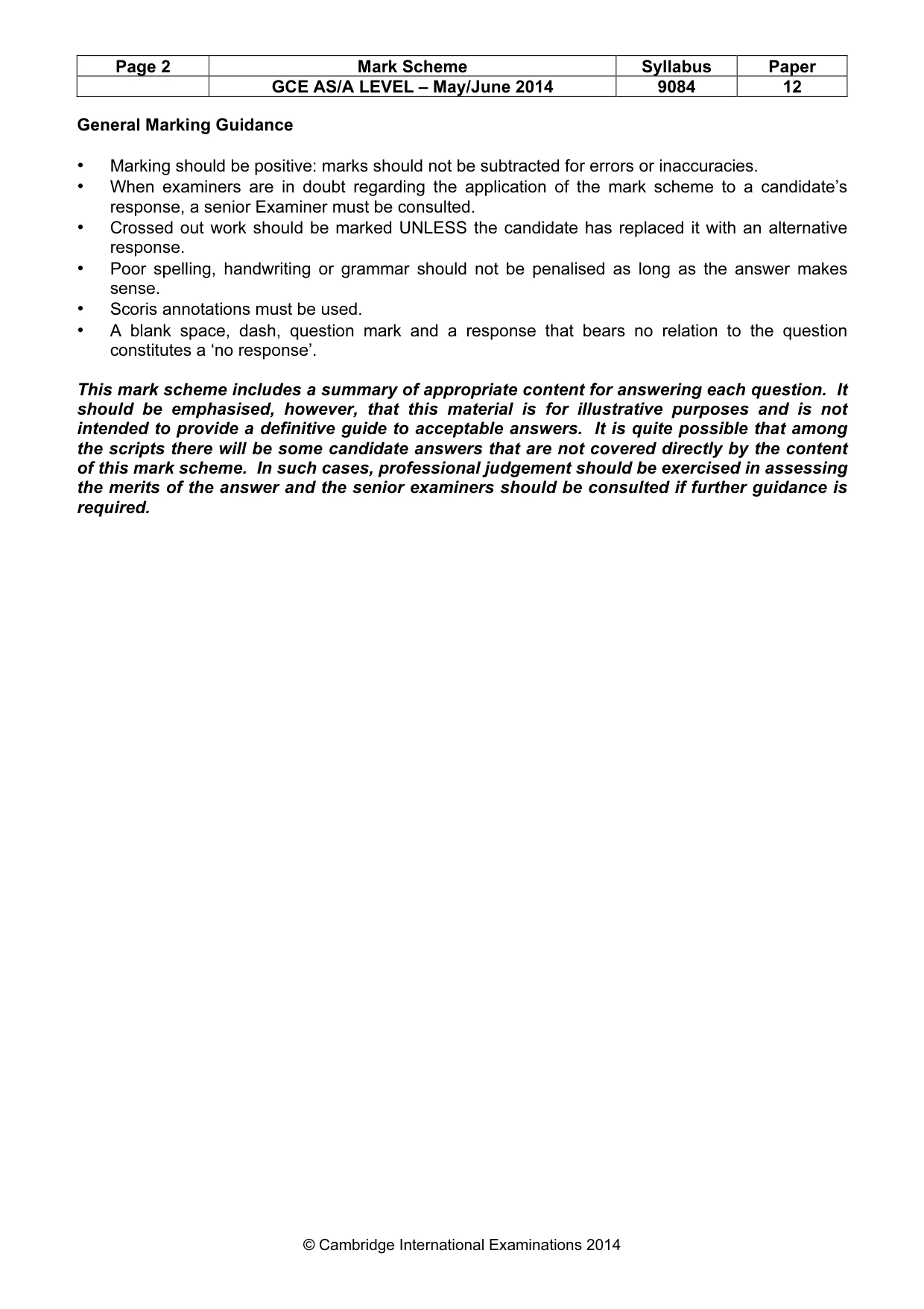 Mark scheme, page 2 of 7