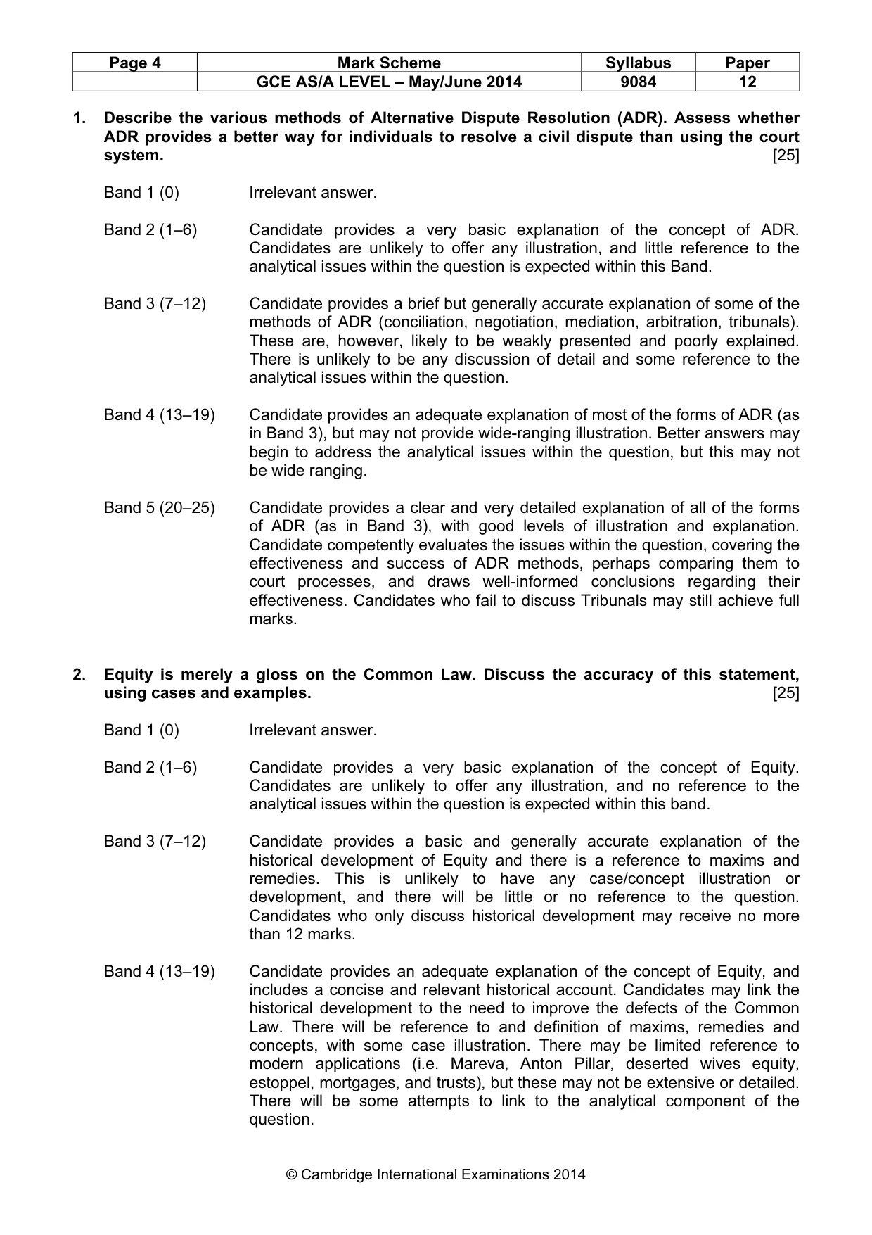 Mark scheme, page 4 of 7