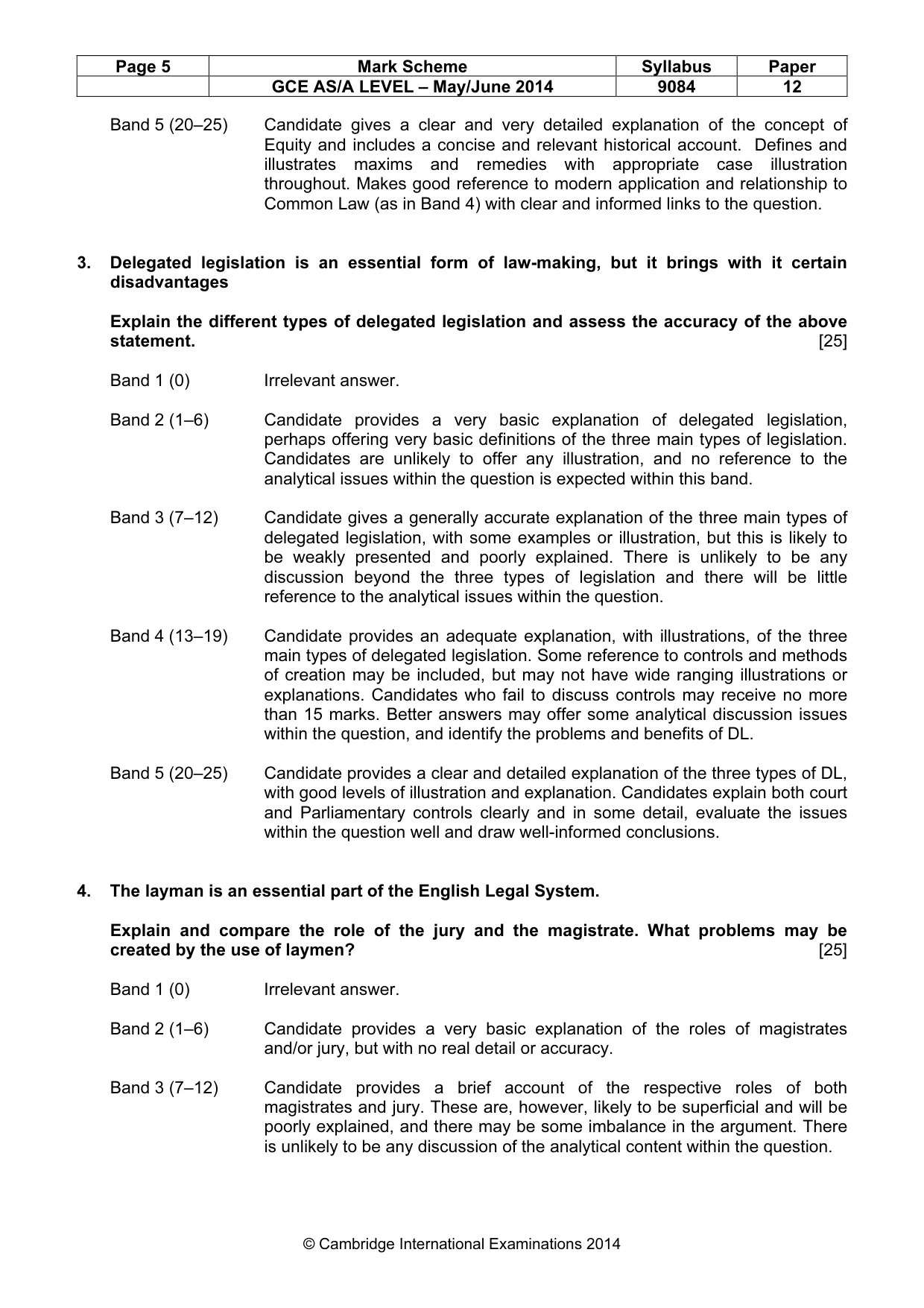 Mark scheme, page 5 of 7