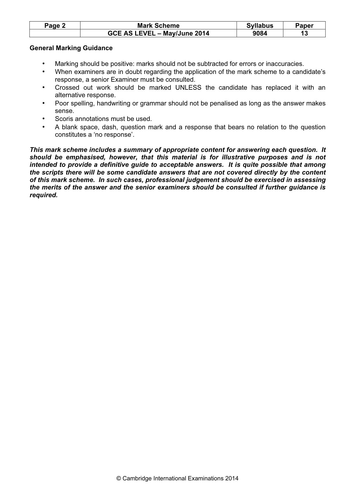 Mark scheme, page 2 of 9
