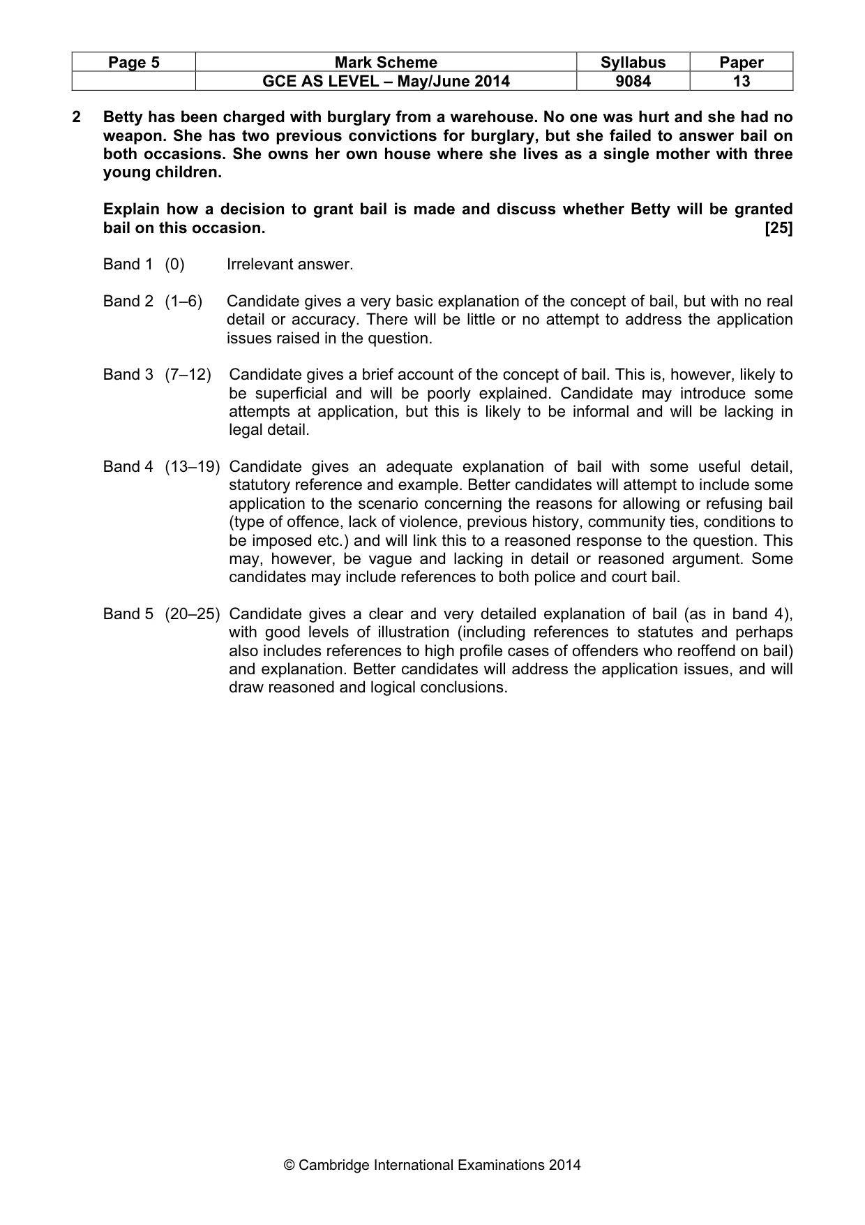 Mark scheme, page 5 of 9