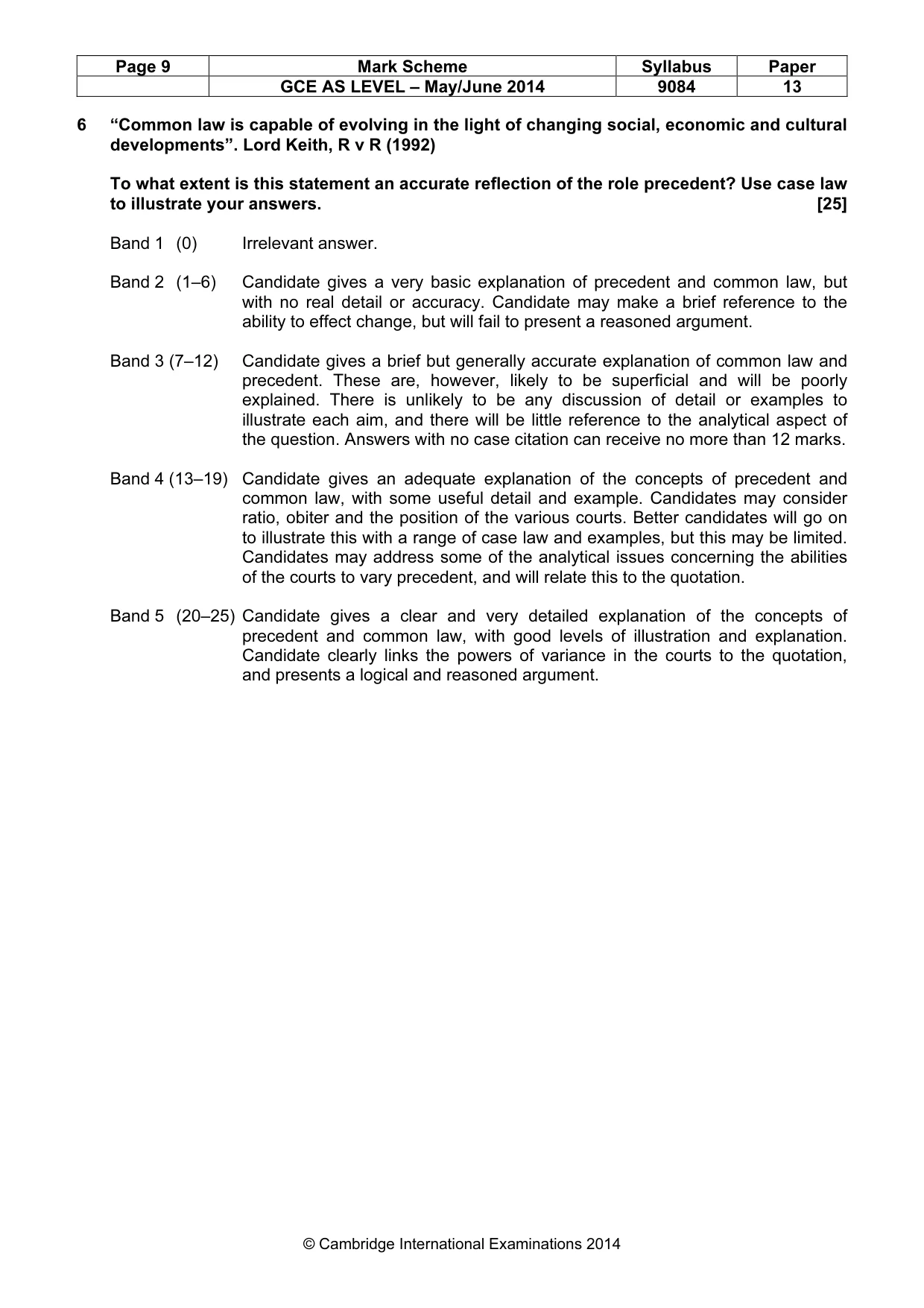 Mark scheme, page 9 of 9