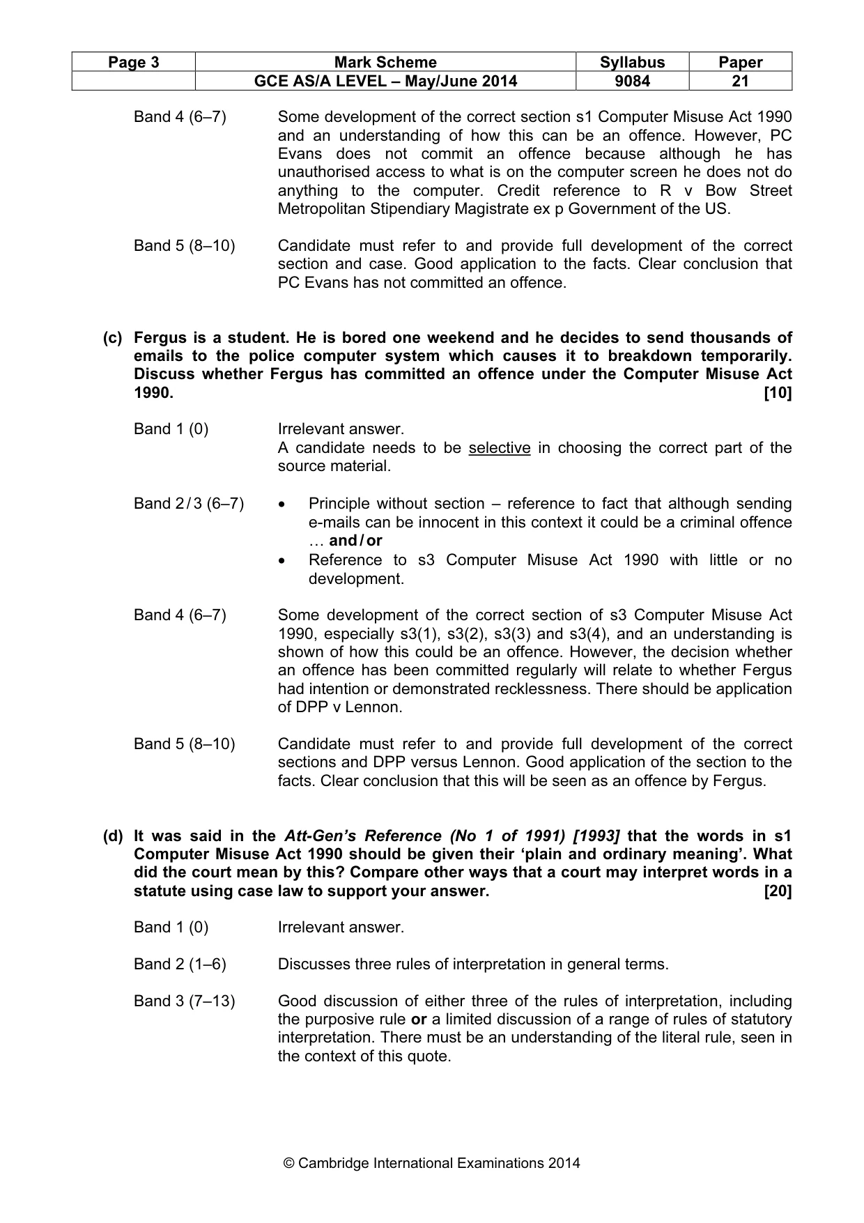 Mark scheme, page 3 of 6