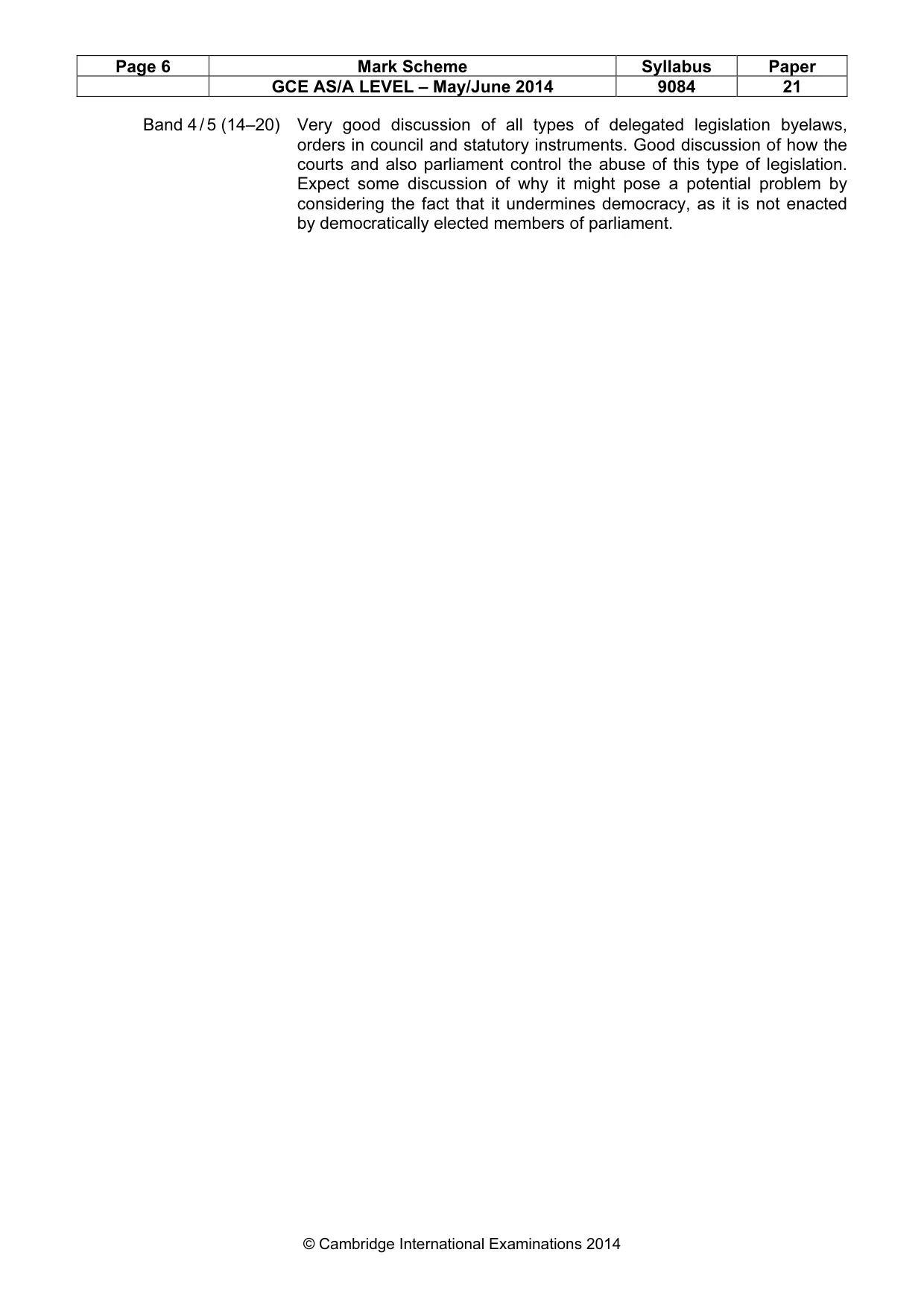Mark scheme, page 6 of 6