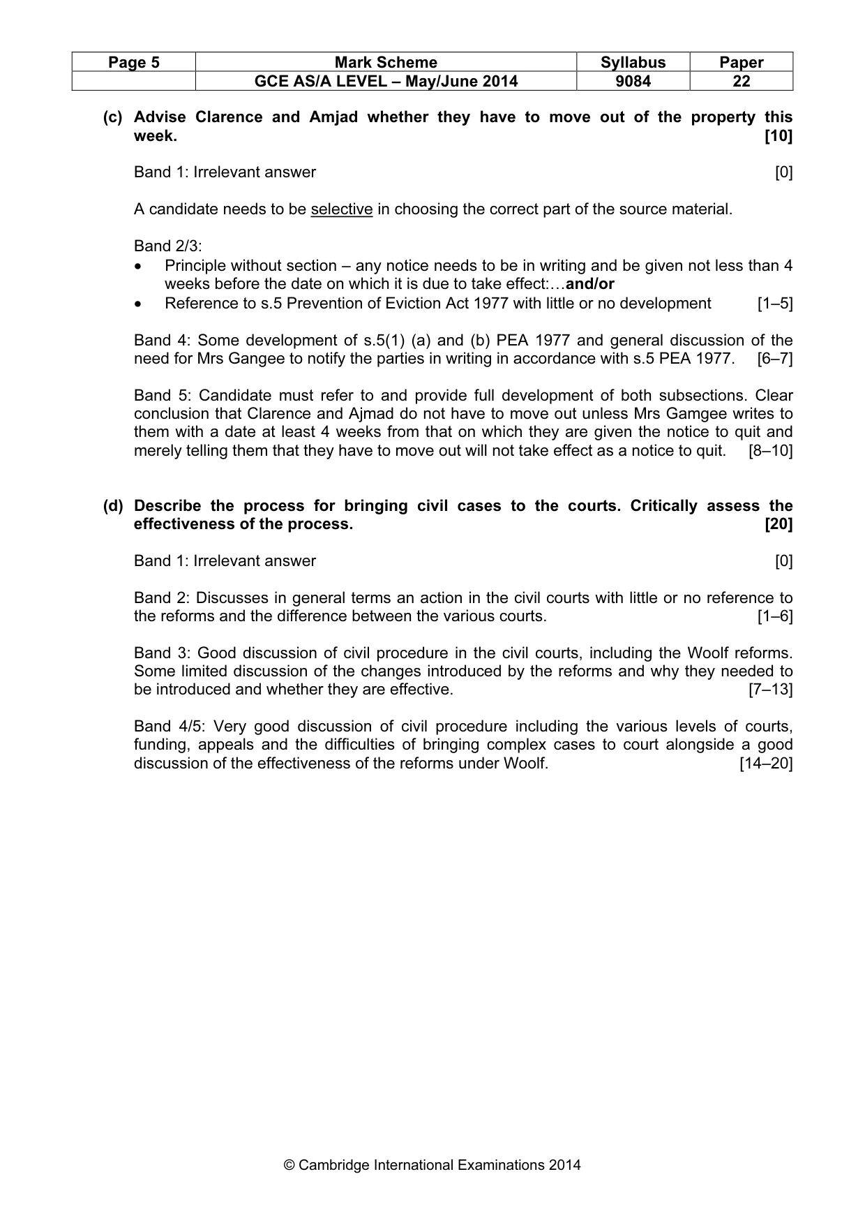 Mark scheme, page 5 of 5