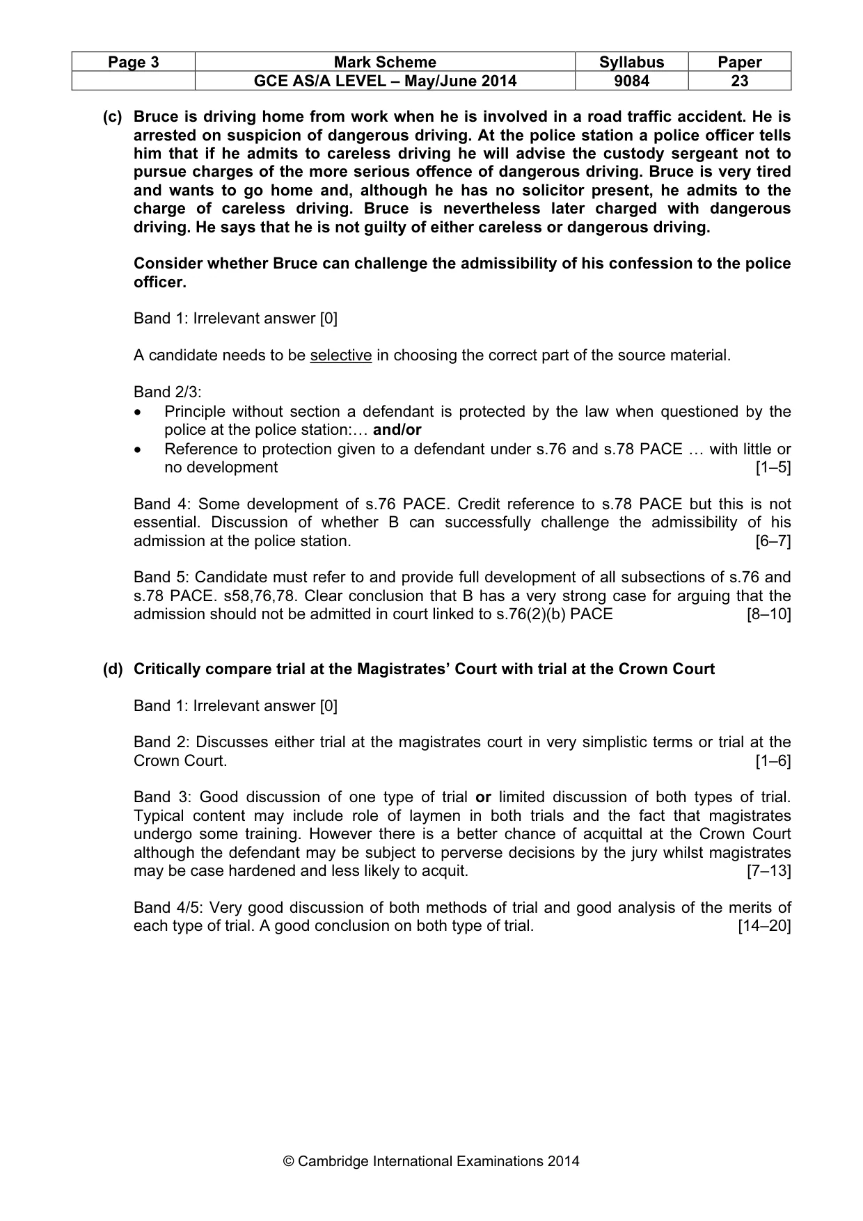 Mark scheme, page 3 of 5