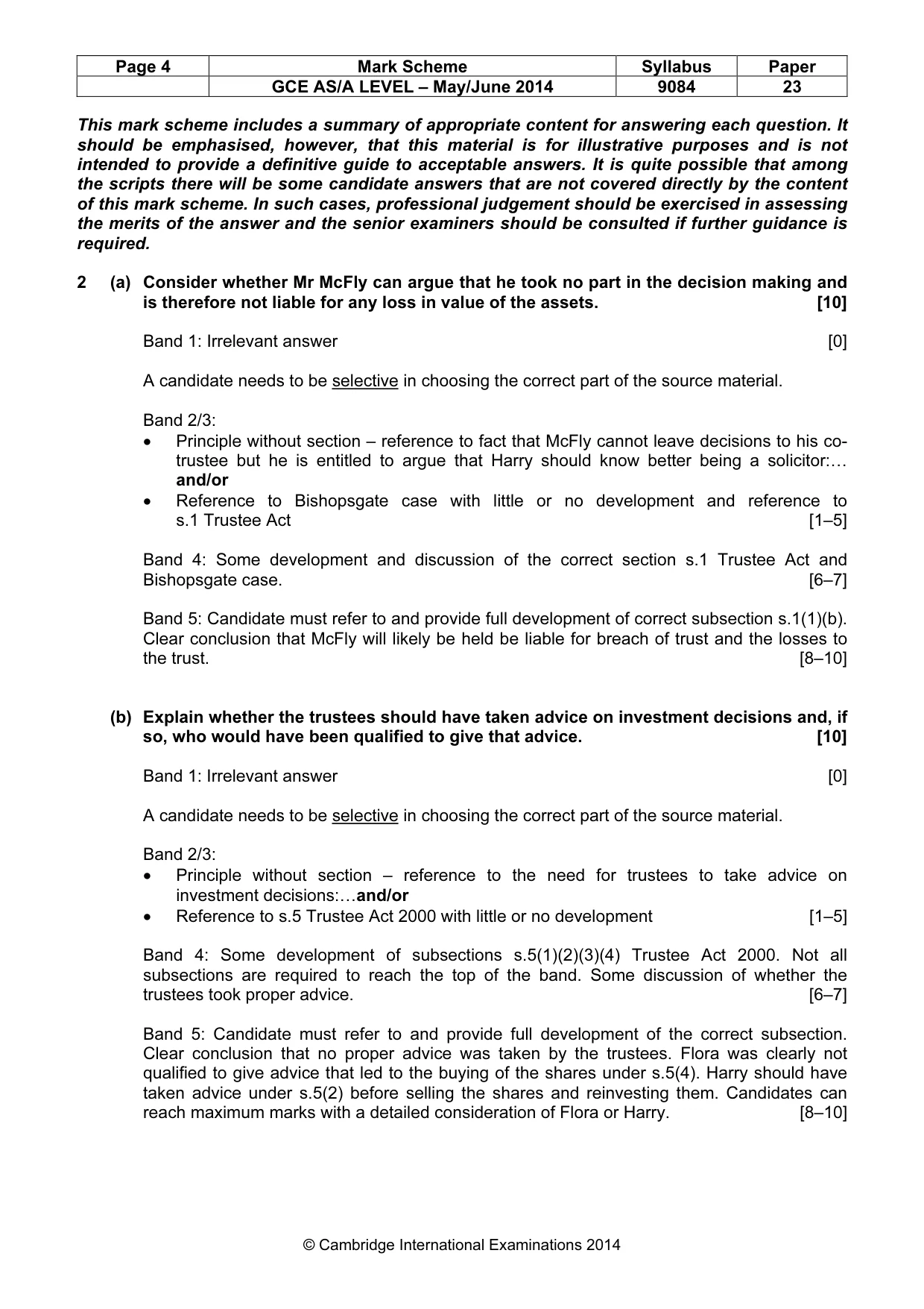 Mark scheme, page 4 of 5