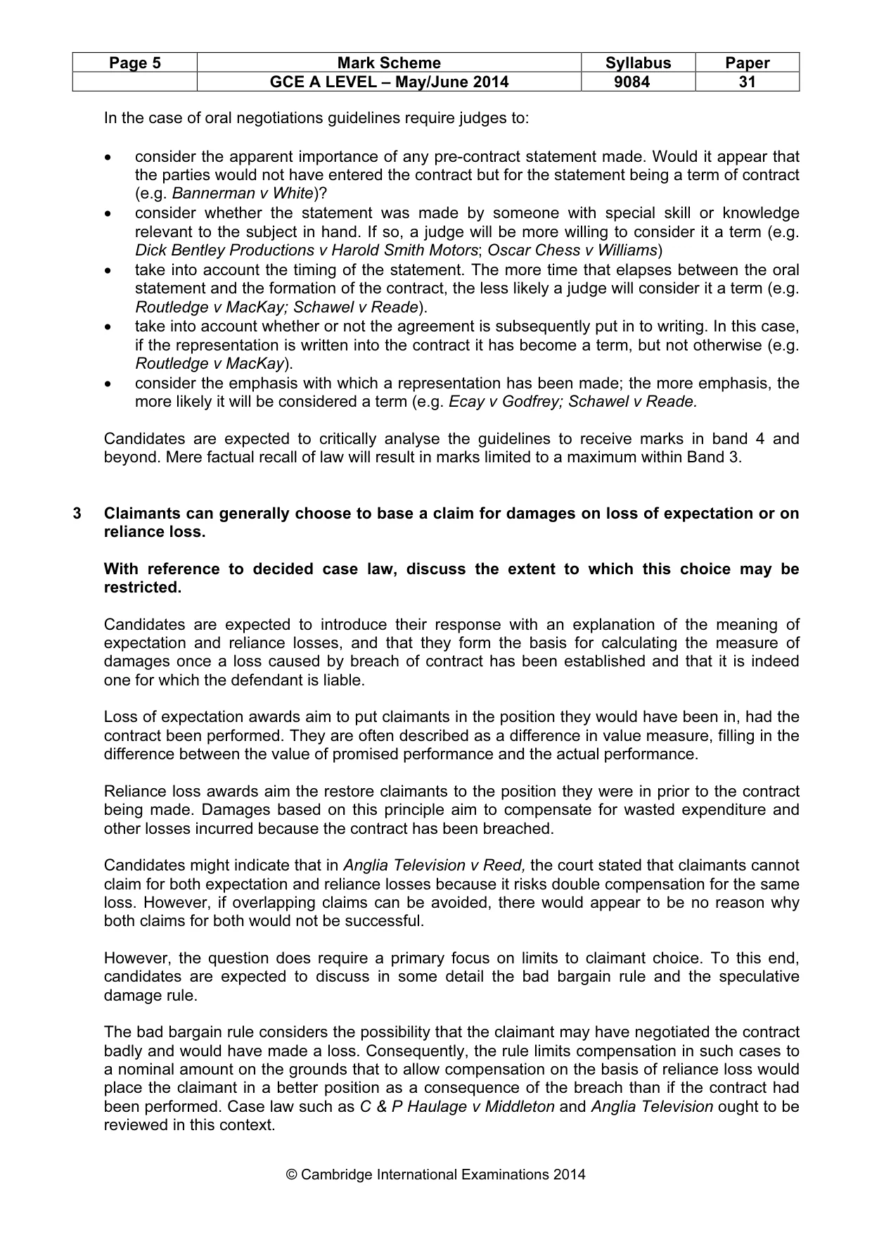 Mark scheme, page 5 of 9