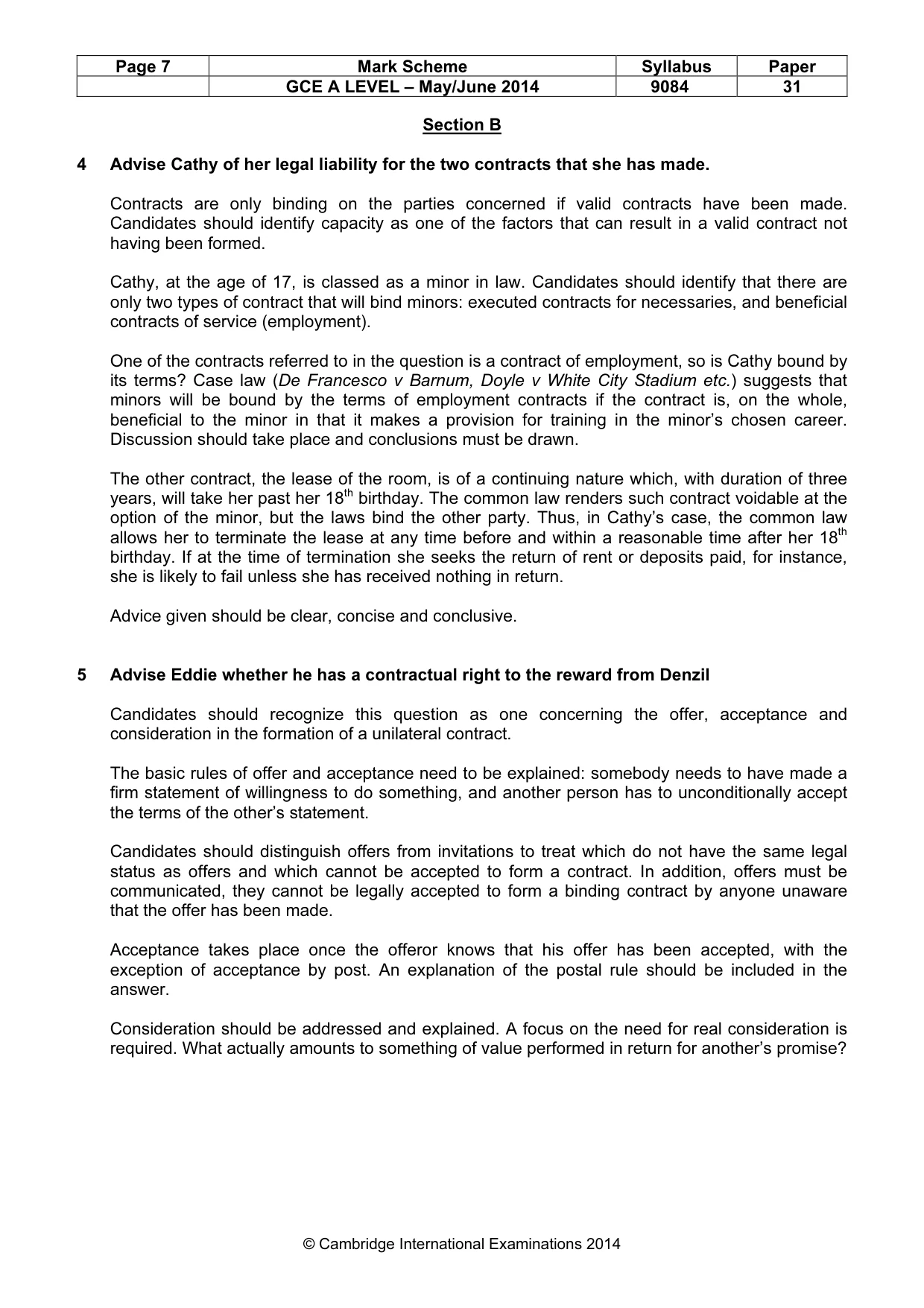 Mark scheme, page 7 of 9