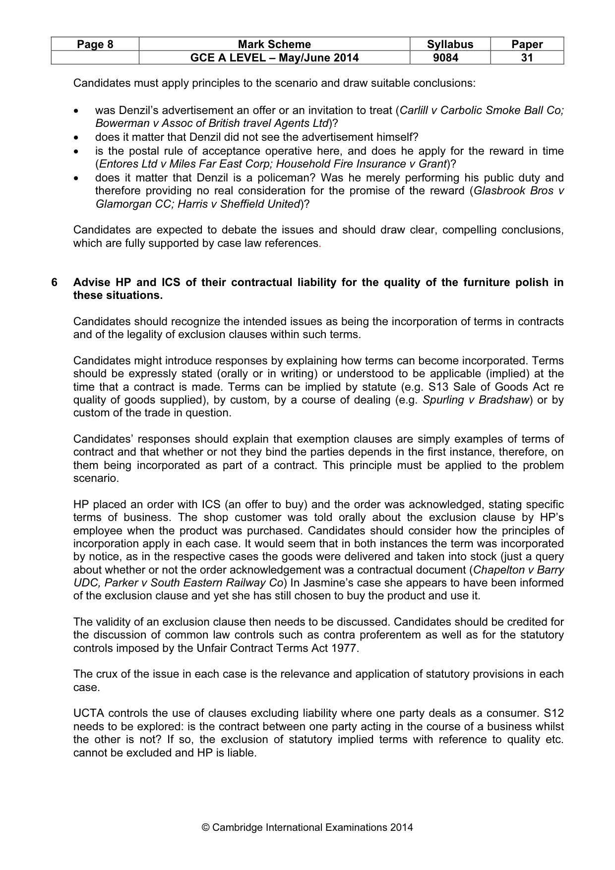 Mark scheme, page 8 of 9