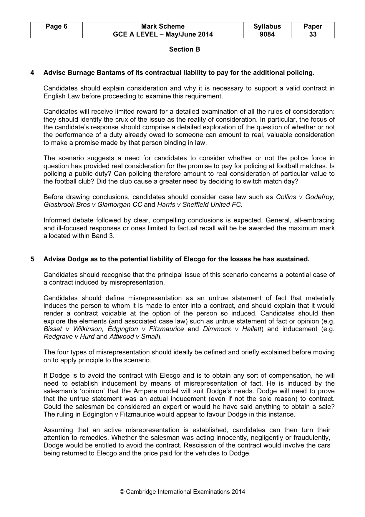 Mark scheme, page 6 of 7