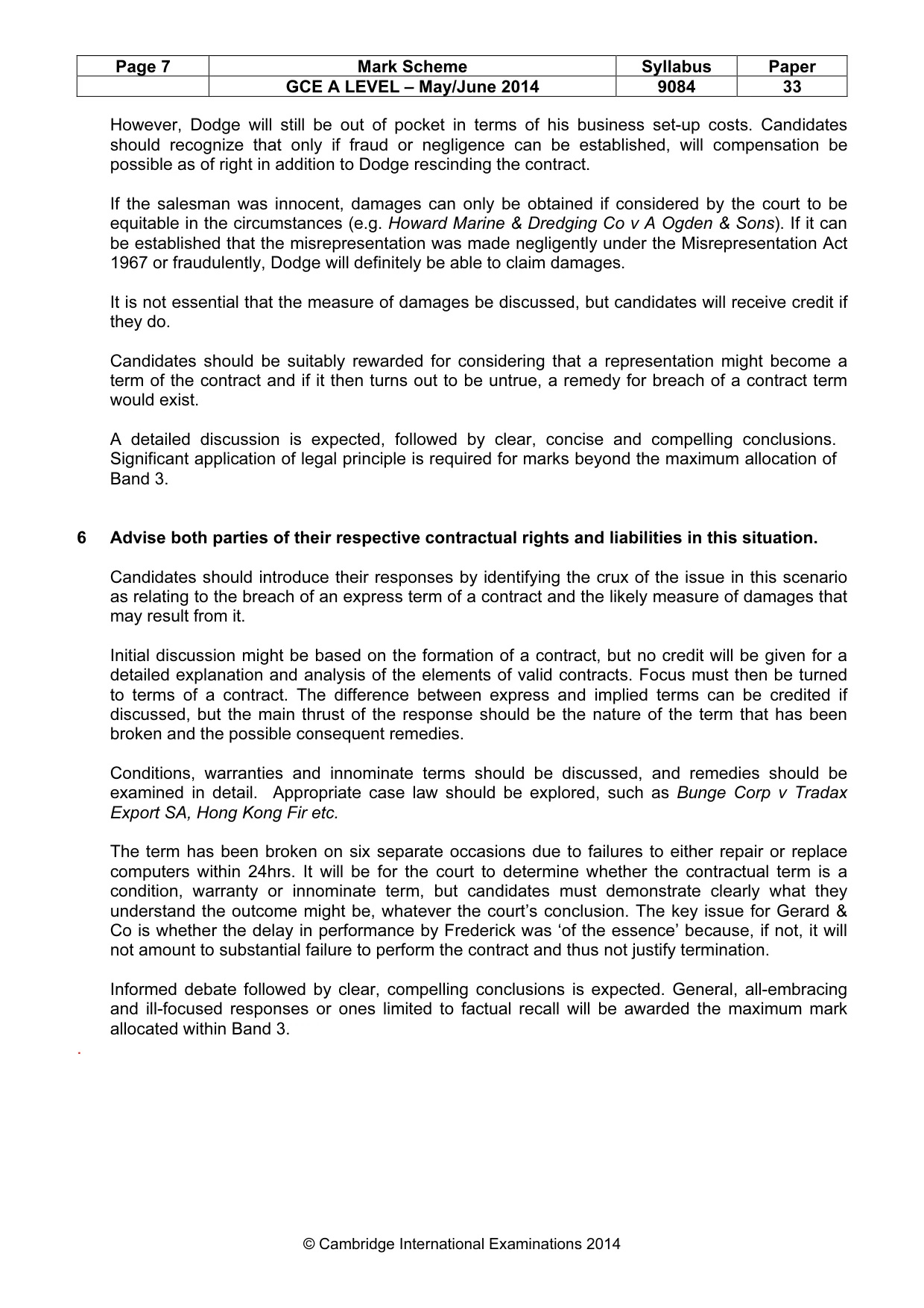 Mark scheme, page 7 of 7