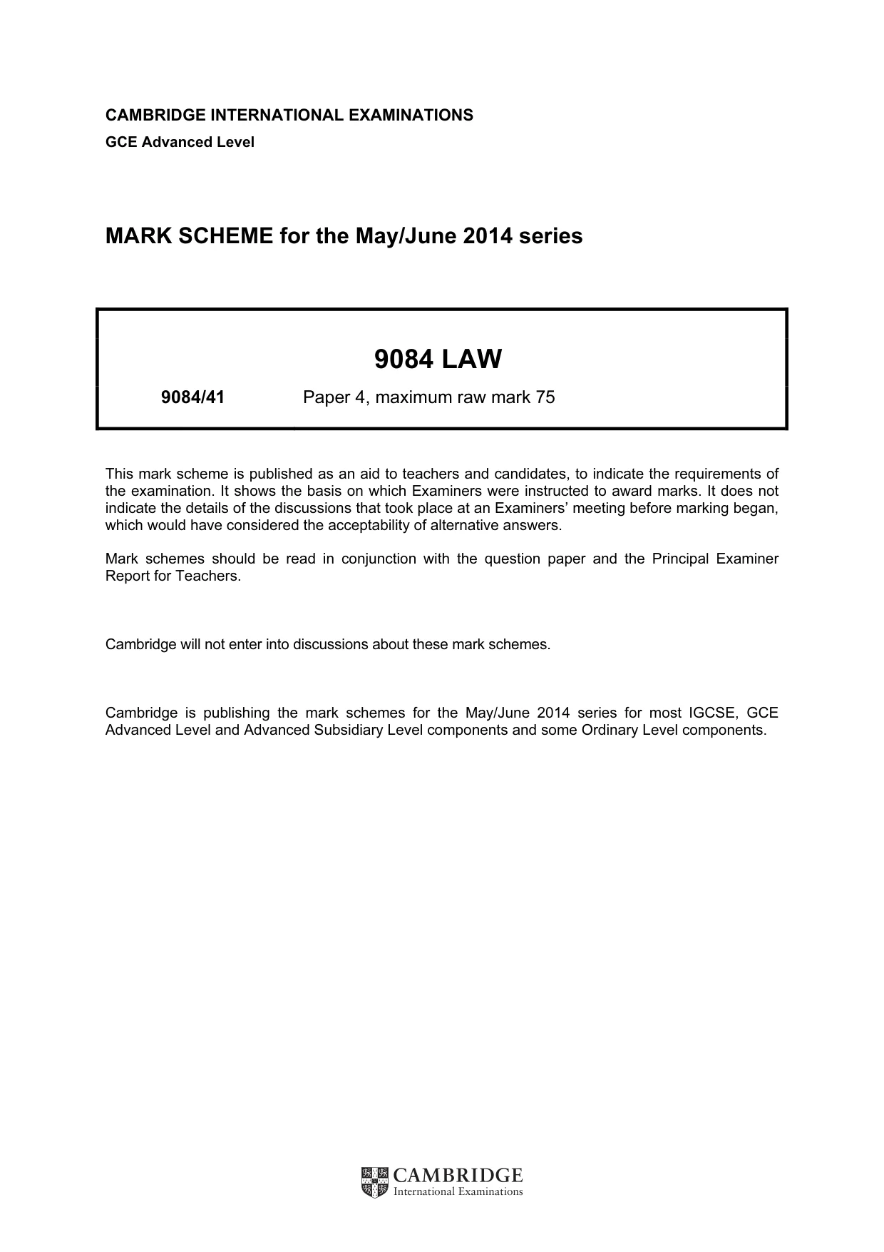 Mark scheme, page 1 of 7
