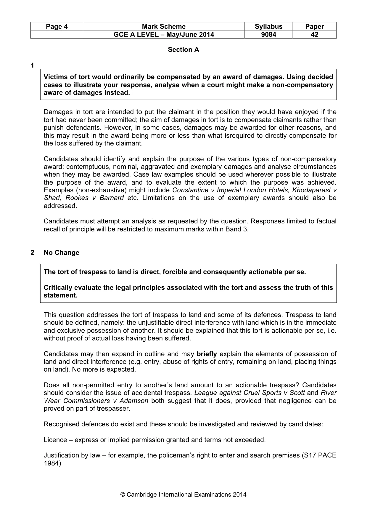 Mark scheme, page 4 of 8