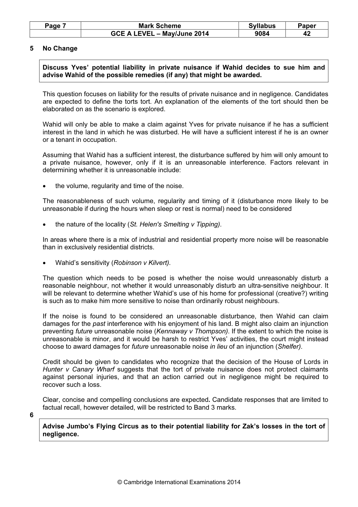 Mark scheme, page 7 of 8