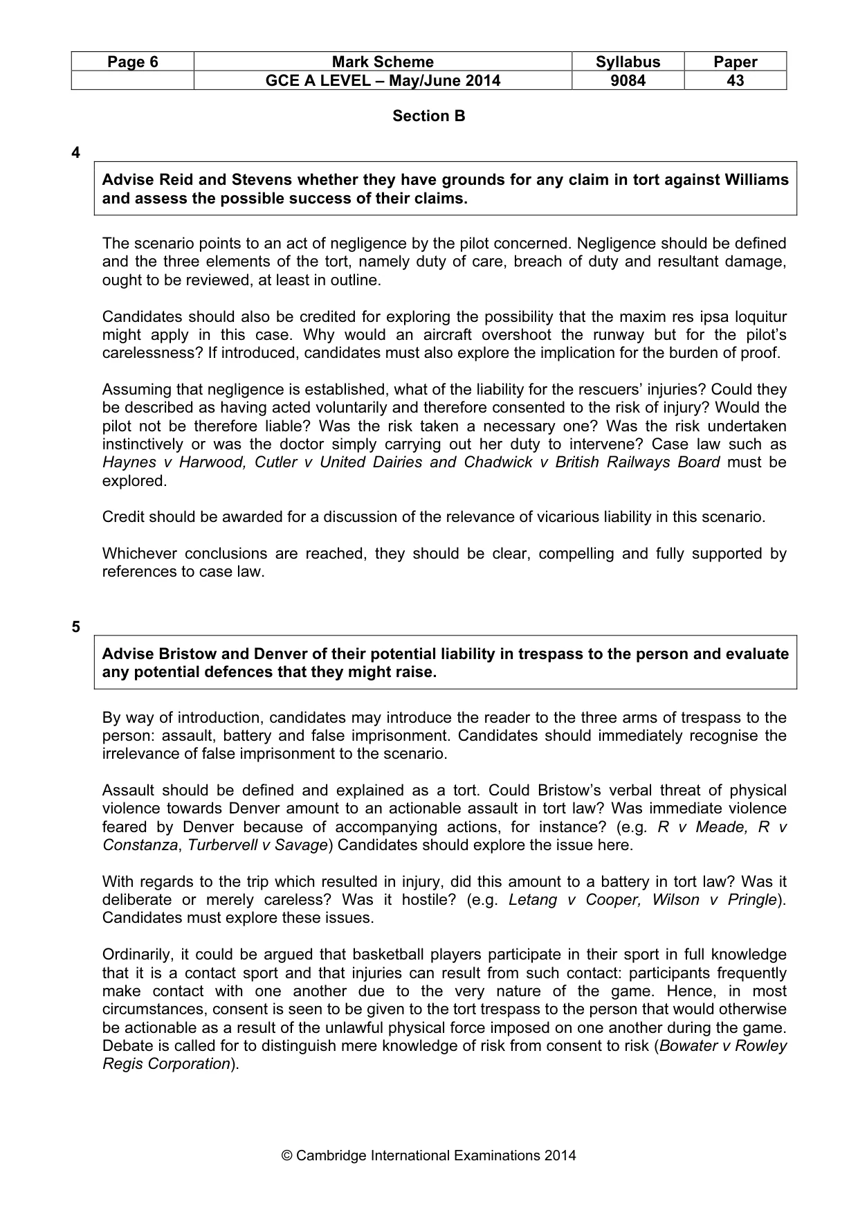 Mark scheme, page 6 of 8