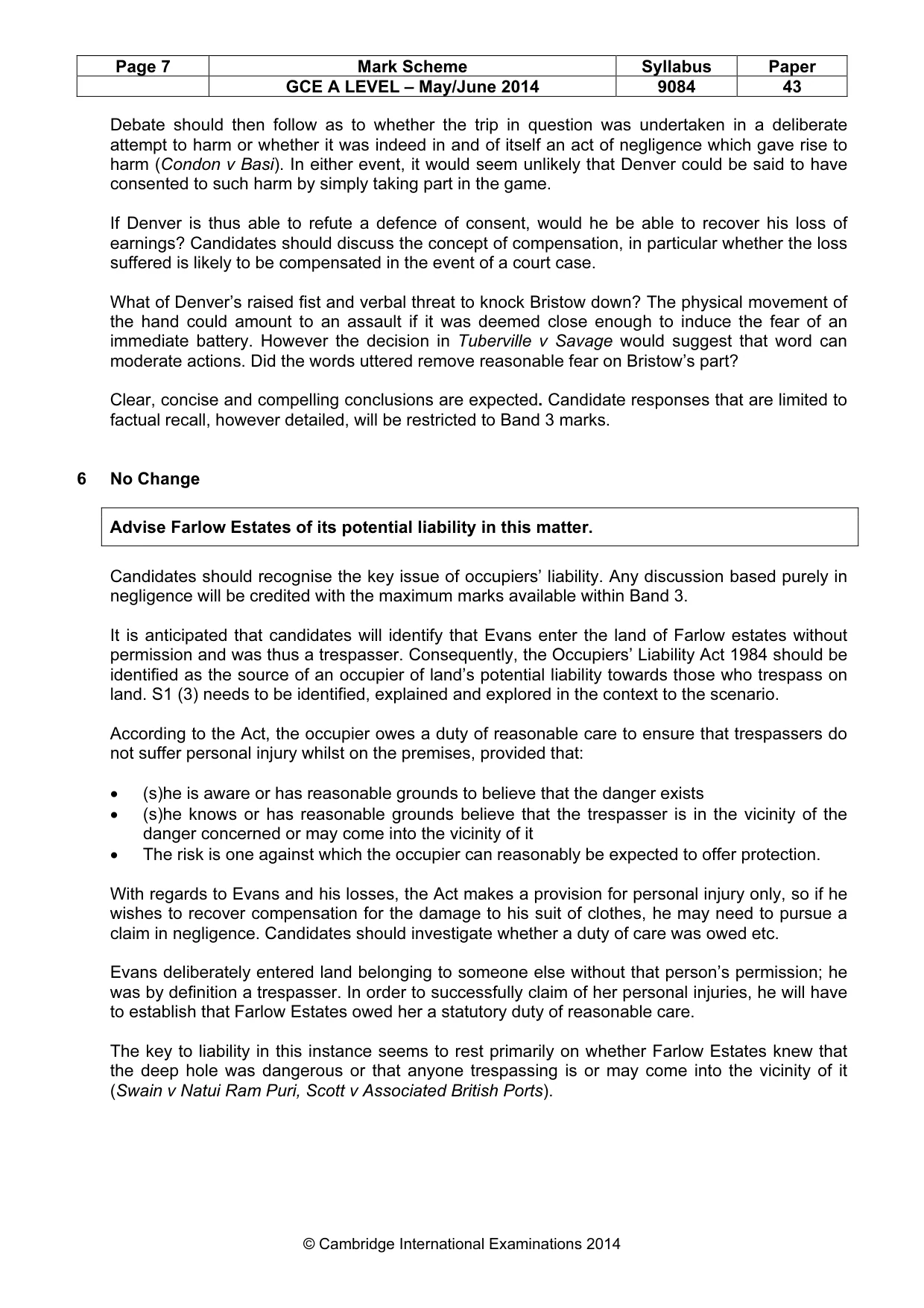 Mark scheme, page 7 of 8