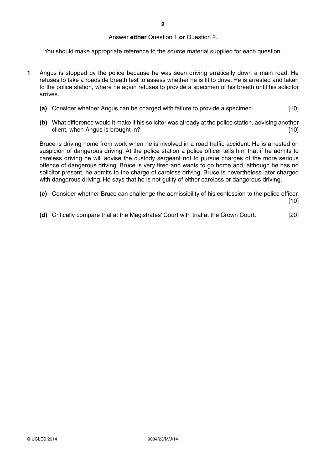 Cambridge A Level Law 9084 2014 May/June Paper 2 · Variant 3 question paper, page 2 of 8