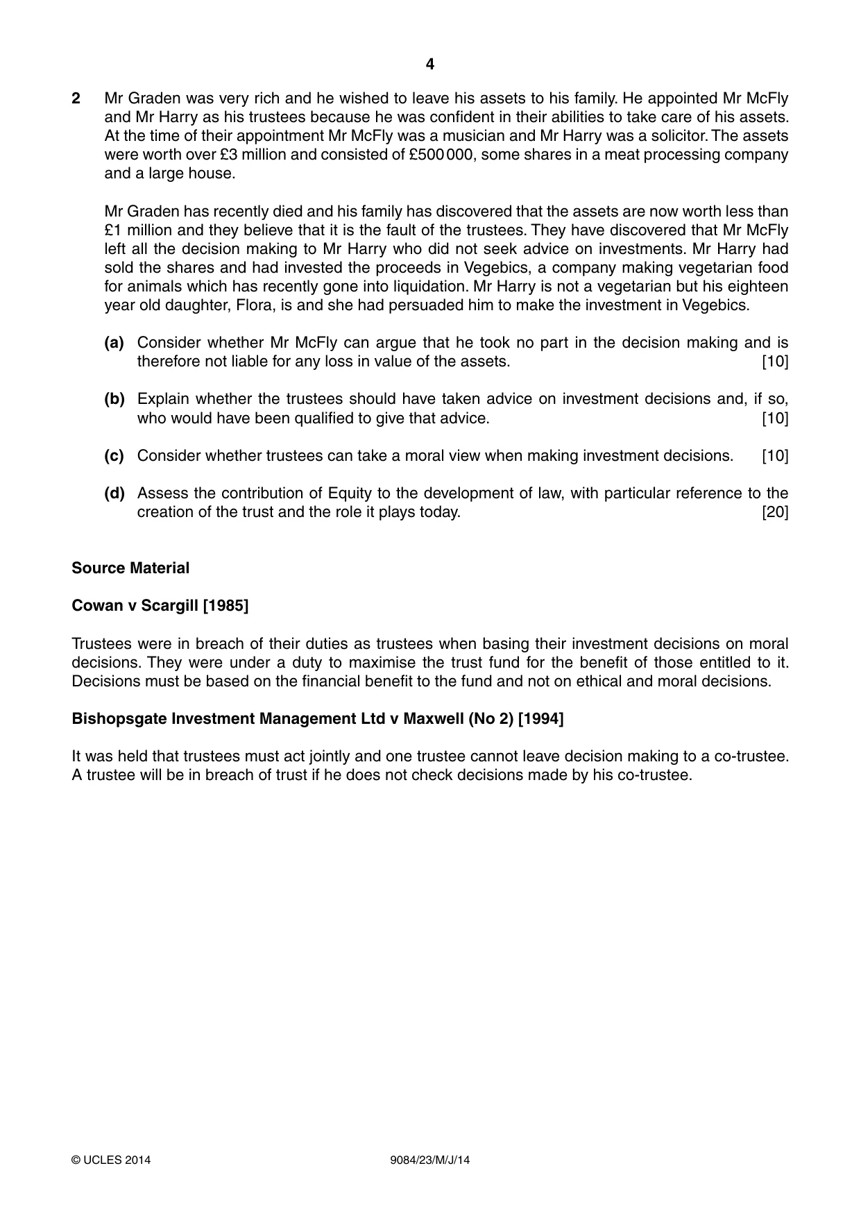 Cambridge A Level Law 9084 2014 May/June Paper 2 · Variant 3 question paper, page 4 of 8