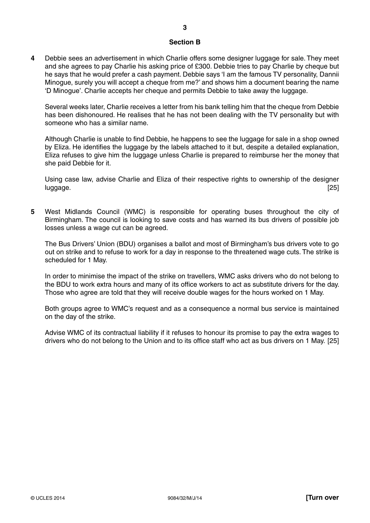 Cambridge A Level Law 9084 2014 May/June Paper 3 · Variant 2 question paper, page 3 of 4