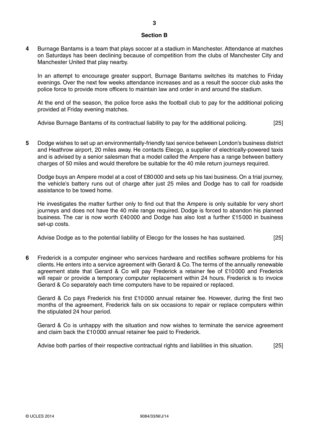 Cambridge A Level Law 9084 2014 May/June Paper 3 · Variant 3 question paper, page 3 of 4