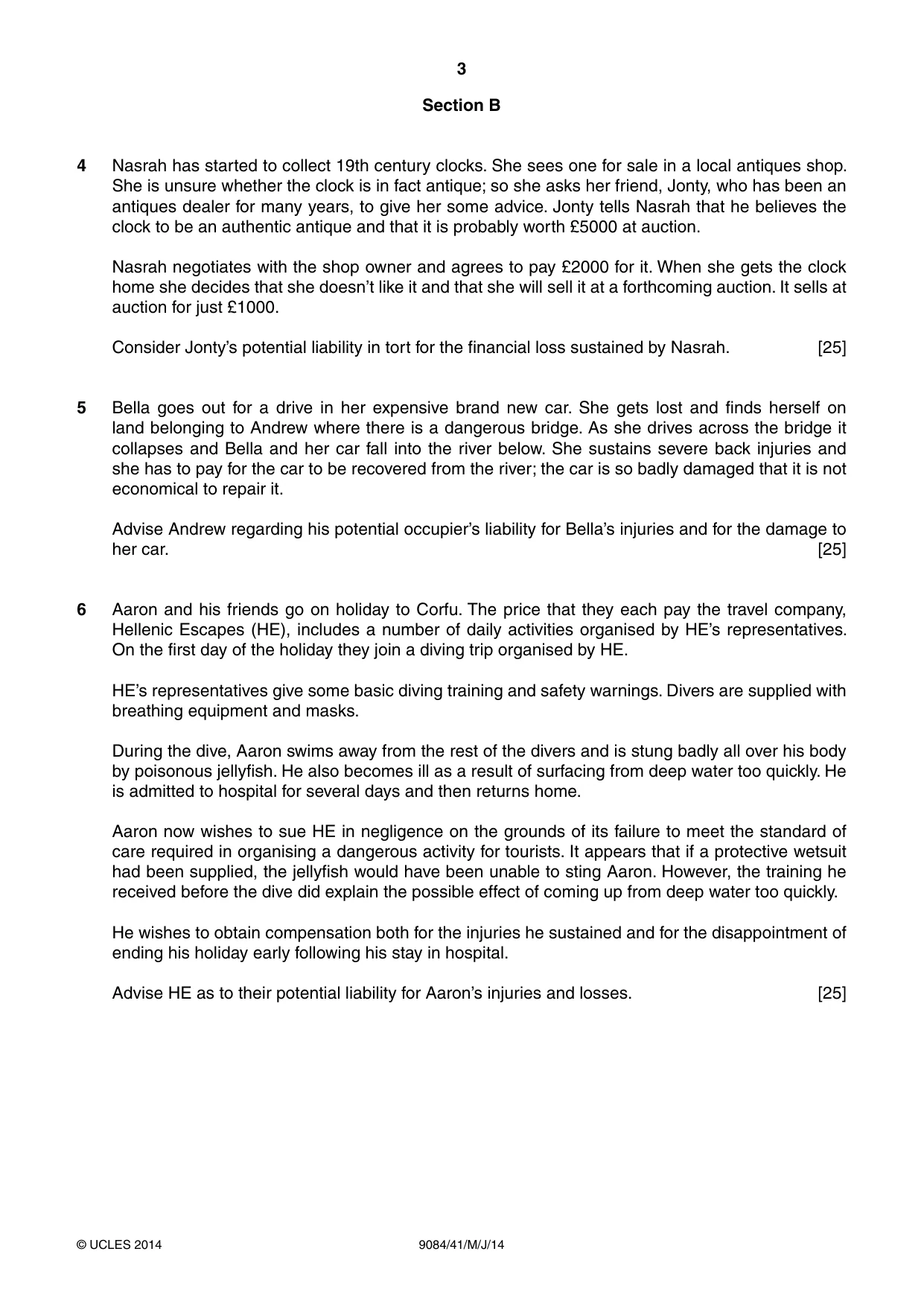 Cambridge A Level Law 9084 2014 May/June Paper 4 · Variant 1 question paper, page 3 of 4