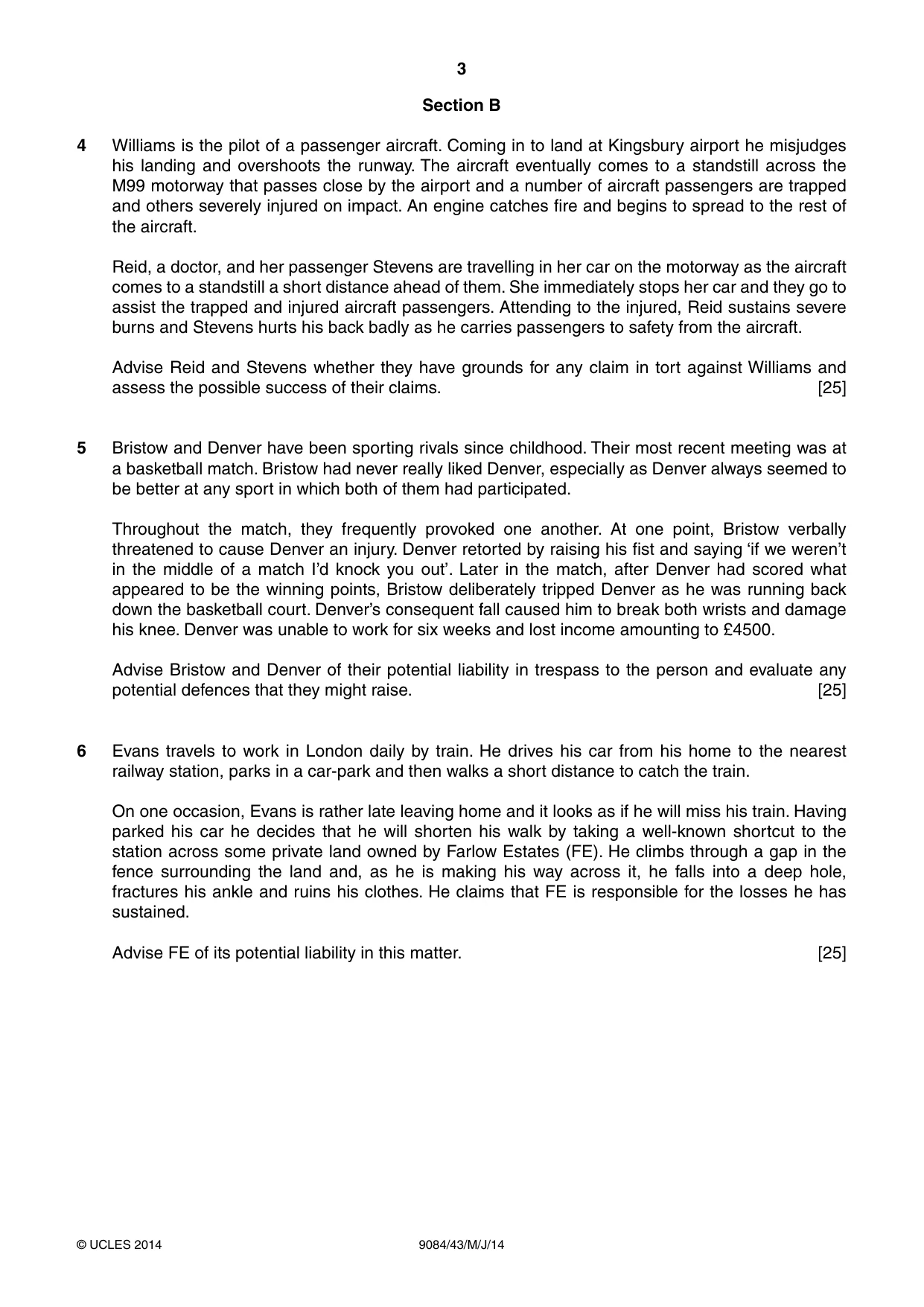 Cambridge A Level Law 9084 2014 May/June Paper 4 · Variant 3 question paper, page 3 of 4
