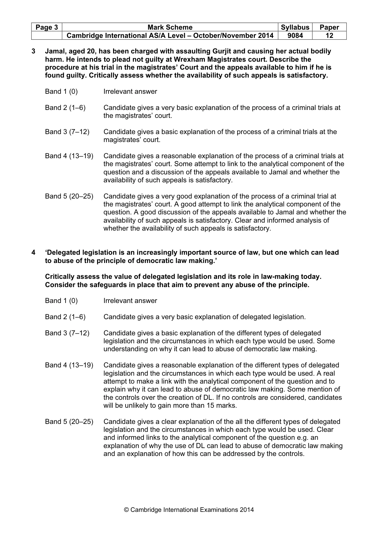 Mark scheme, page 3 of 4