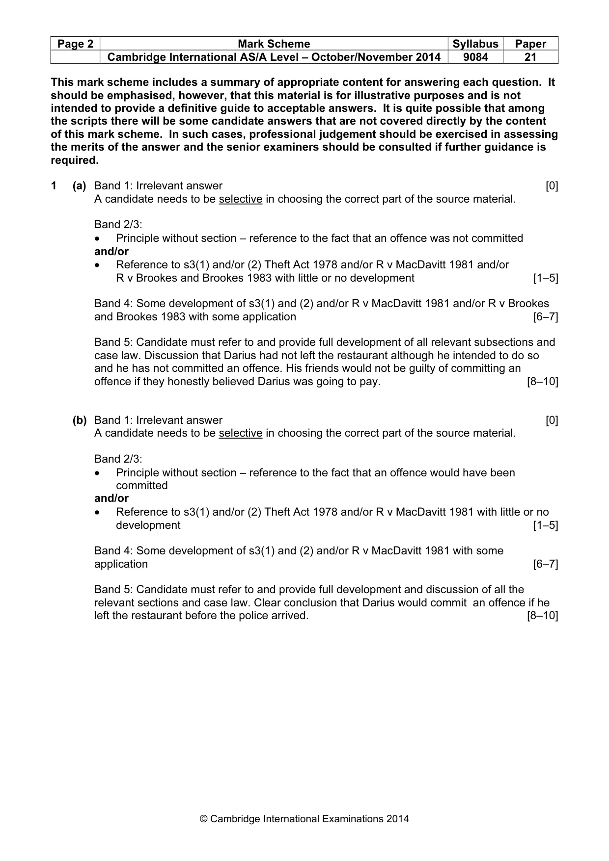 Mark scheme, page 2 of 6