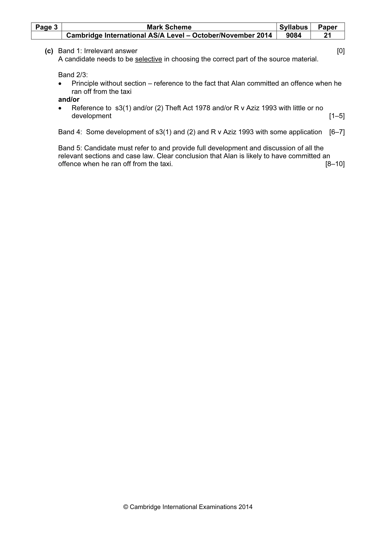 Mark scheme, page 3 of 6